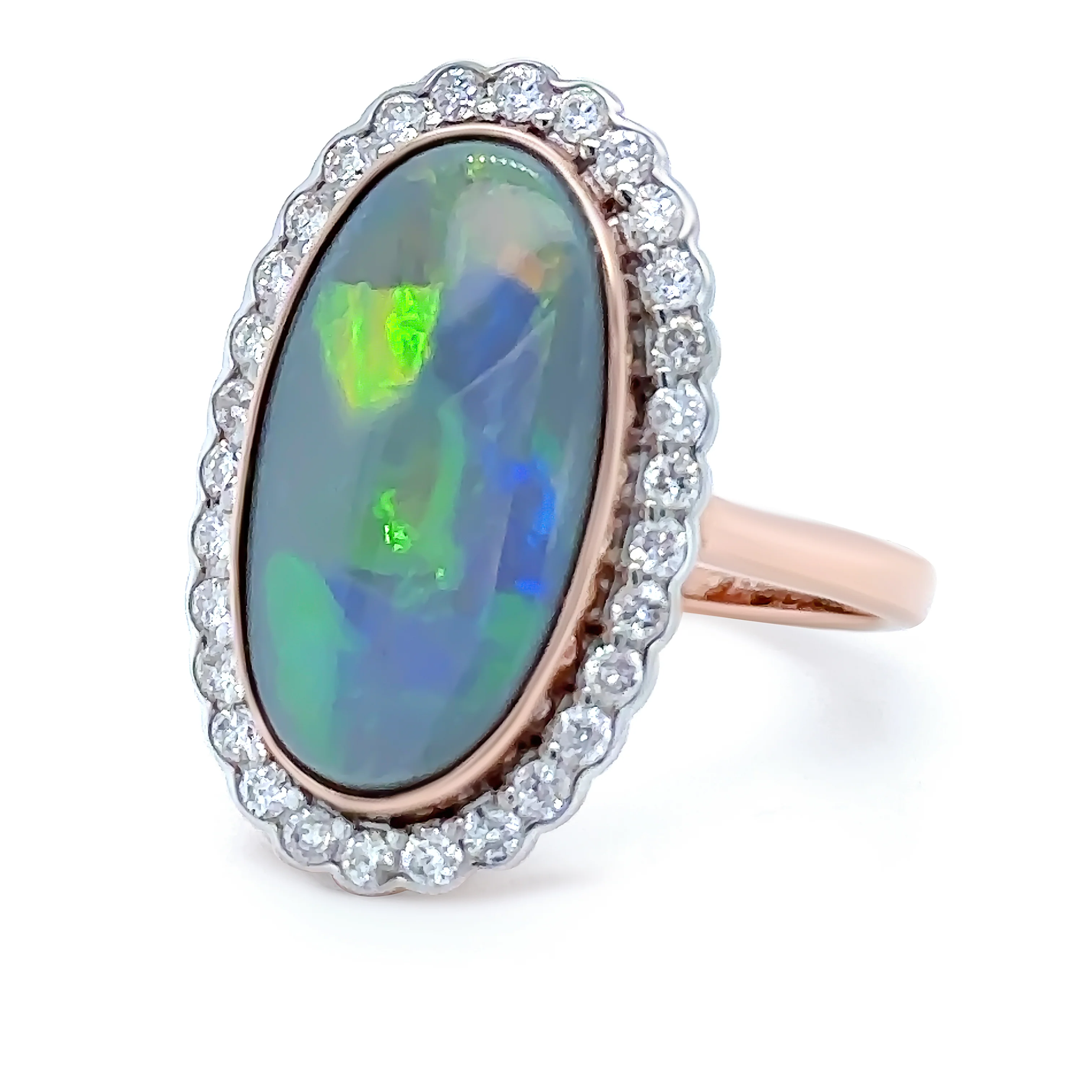 14ct Rose Gold Opal & Diamond Dress Ring 4.80ct - Image 3