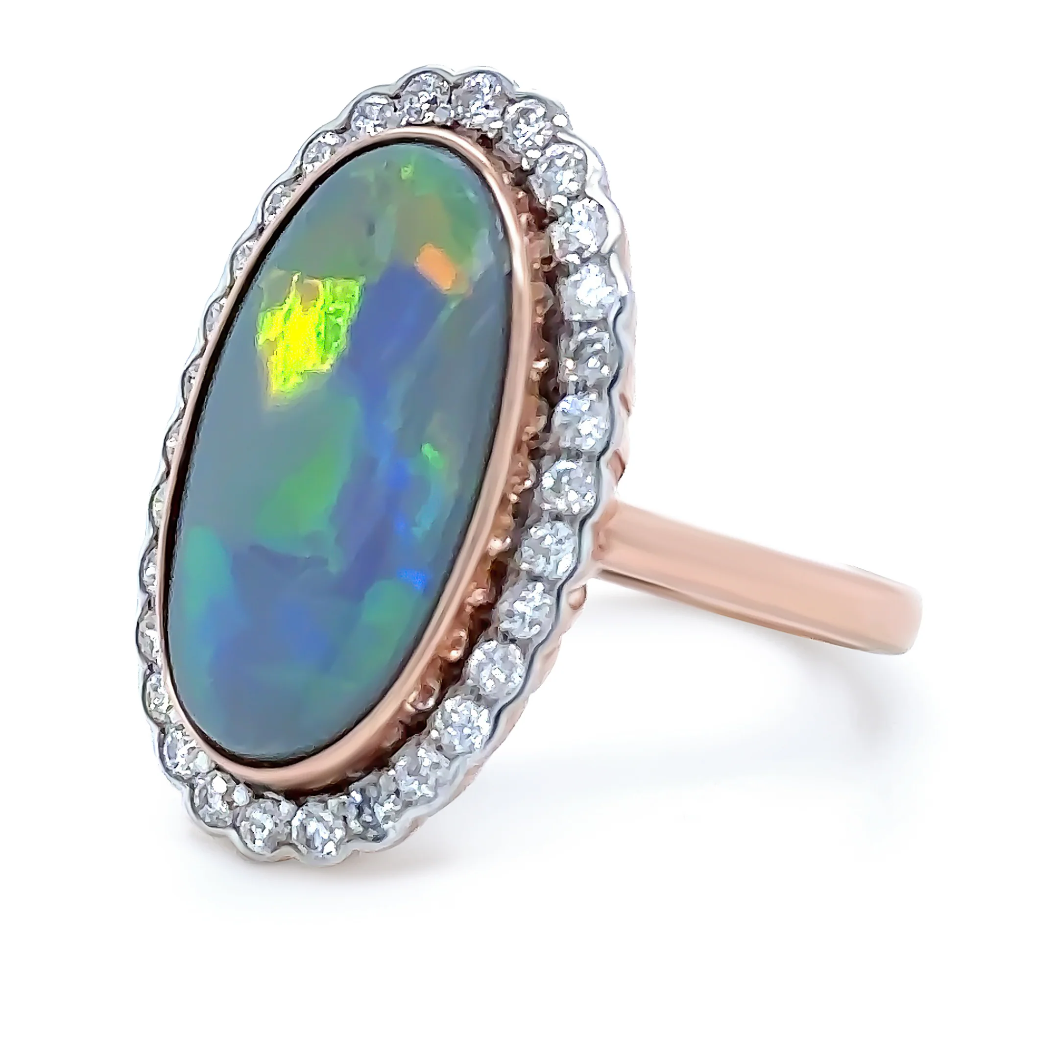 14ct Rose Gold Opal & Diamond Dress Ring 4.80ct - Image 4