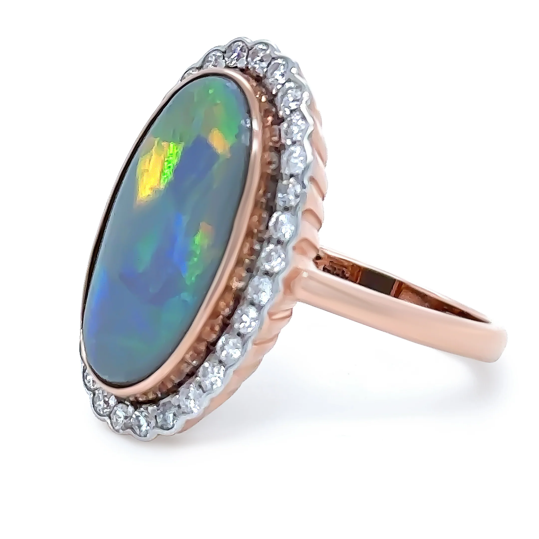 14ct Rose Gold Opal & Diamond Dress Ring 4.80ct - Image 5