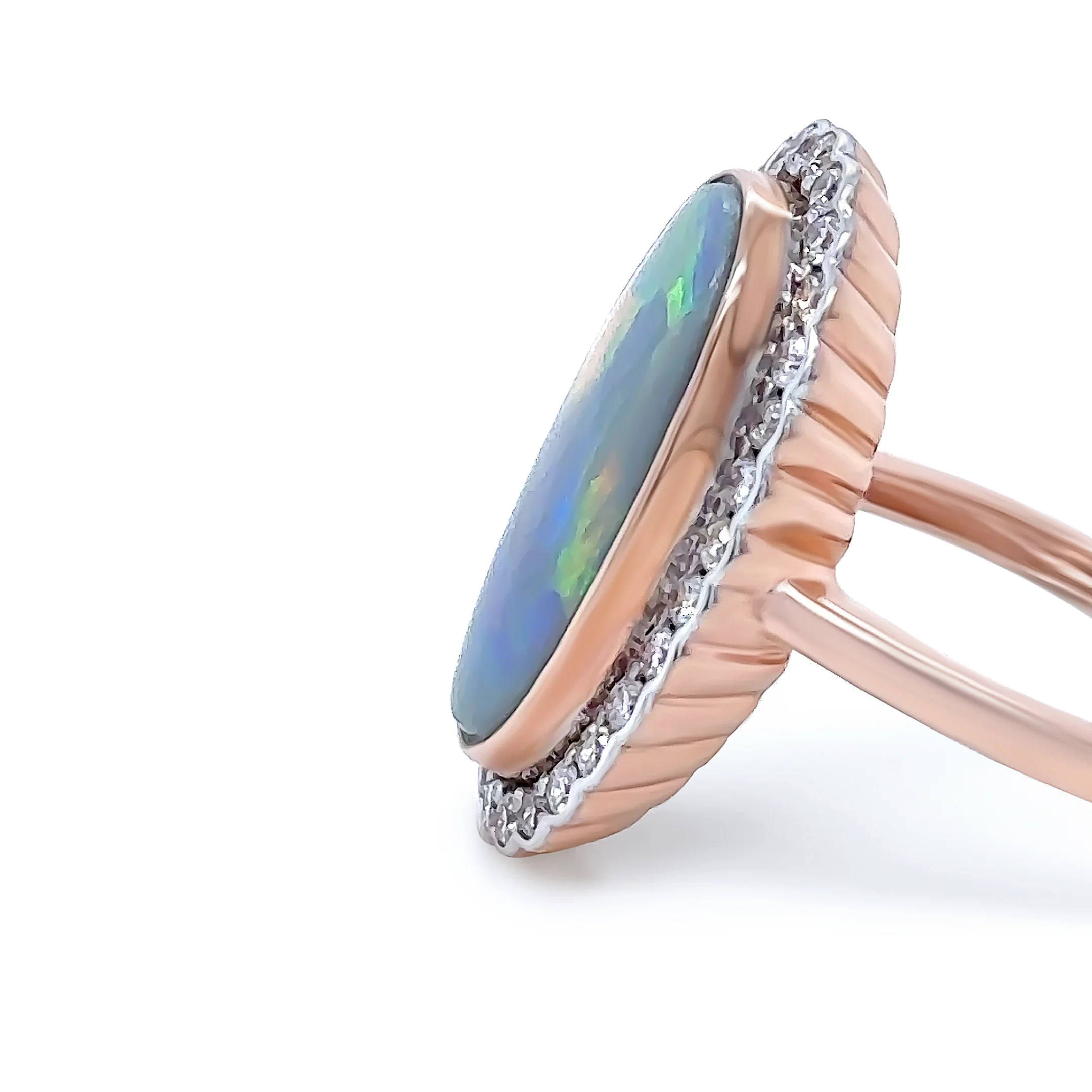 14ct Rose Gold Opal & Diamond Dress Ring 4.80ct - Image 6