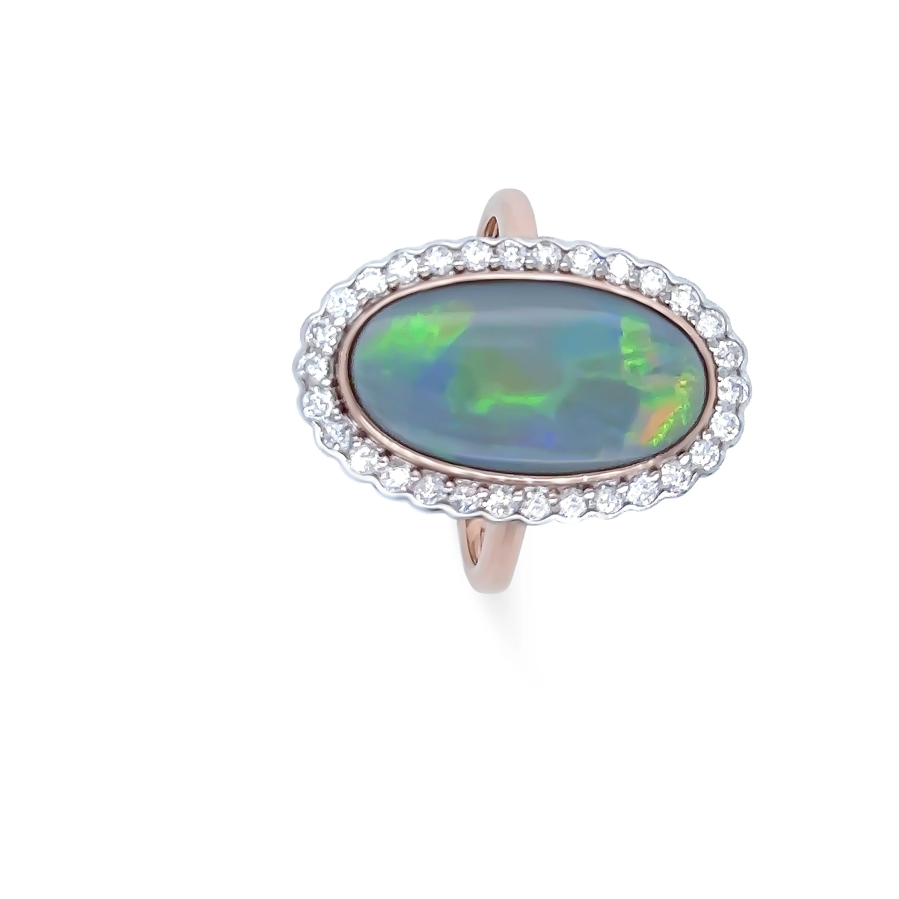 14ct Rose Gold Opal & Diamond Dress Ring 4.80ct - Image 7