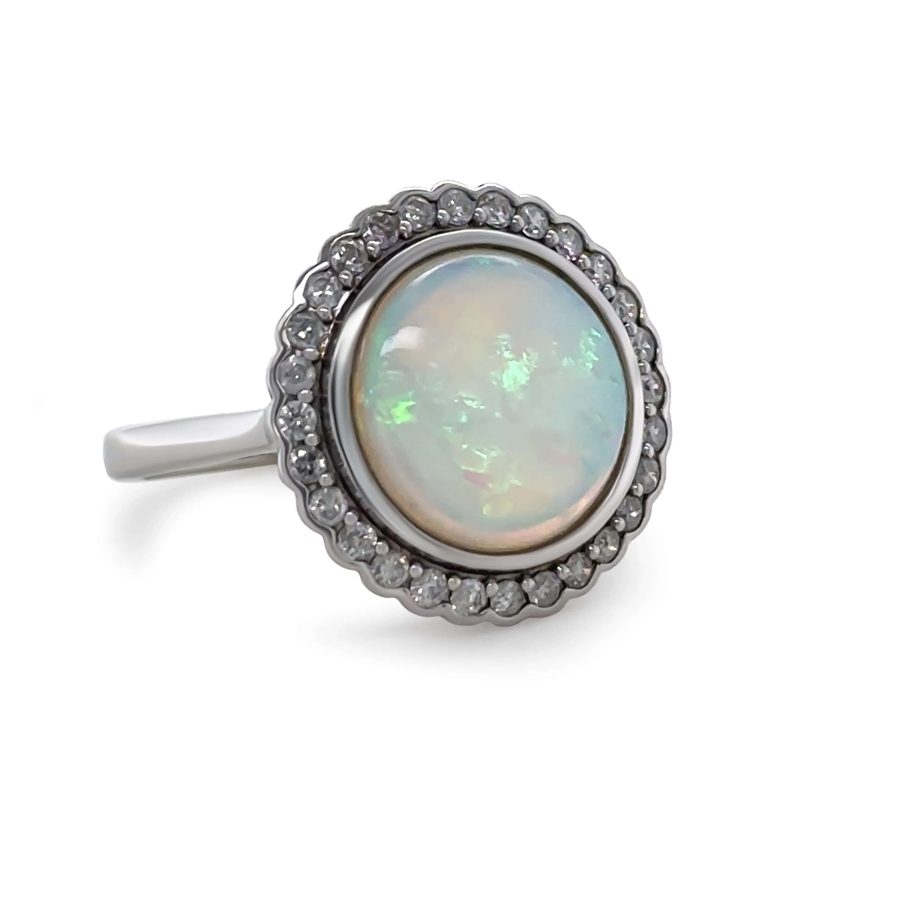 14ct White Gold Andamooka Opal and Diamond Ring 3.04ct - Image 2