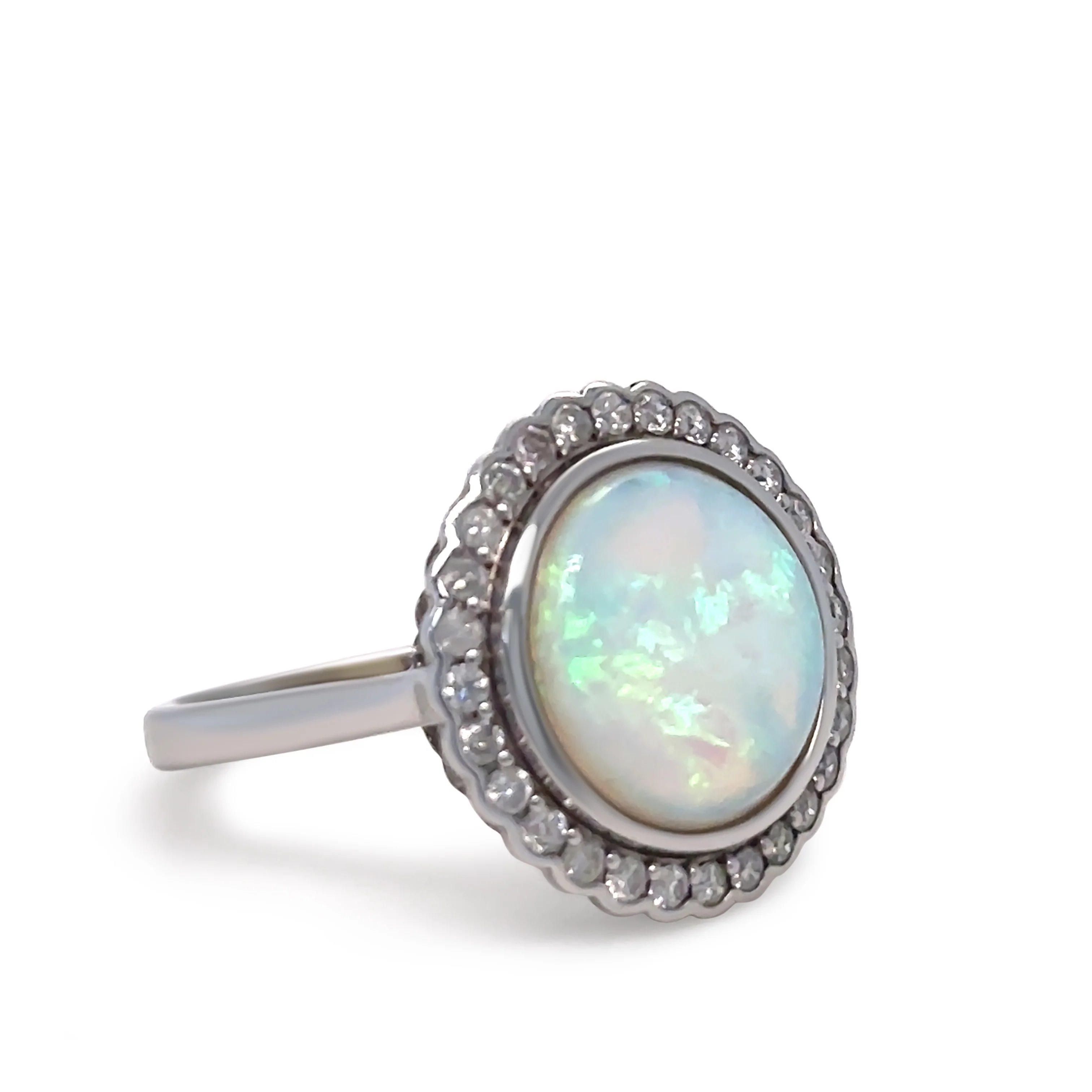 14ct White Gold Andamooka Opal and Diamond Ring 3.04ct - Image 3