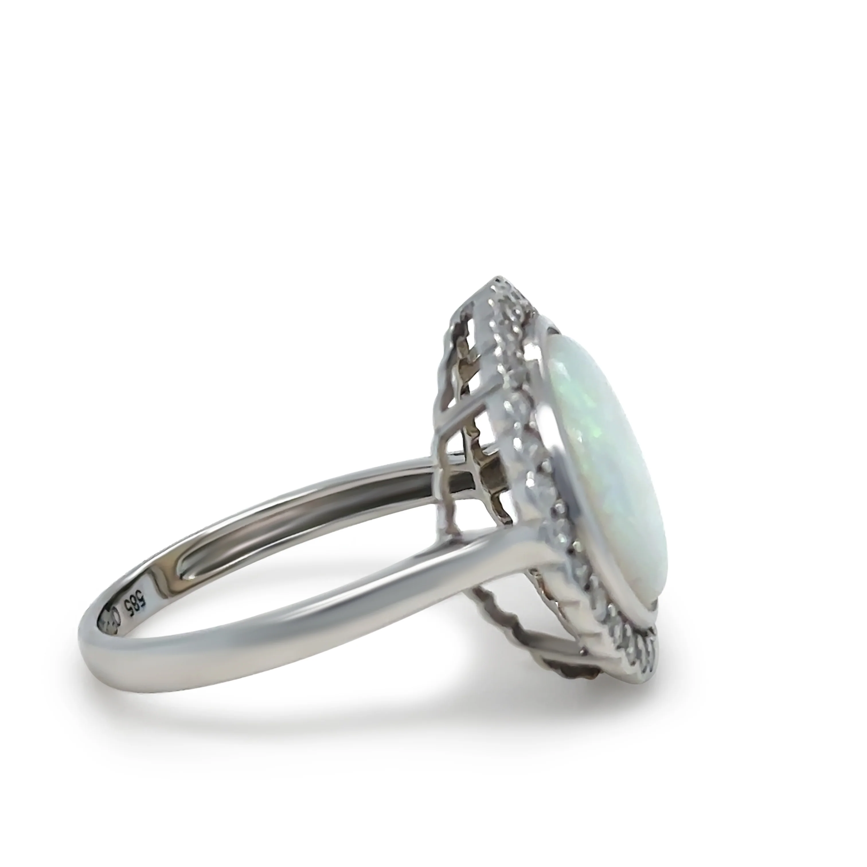 14ct White Gold Andamooka Opal and Diamond Ring 3.04ct - Image 5