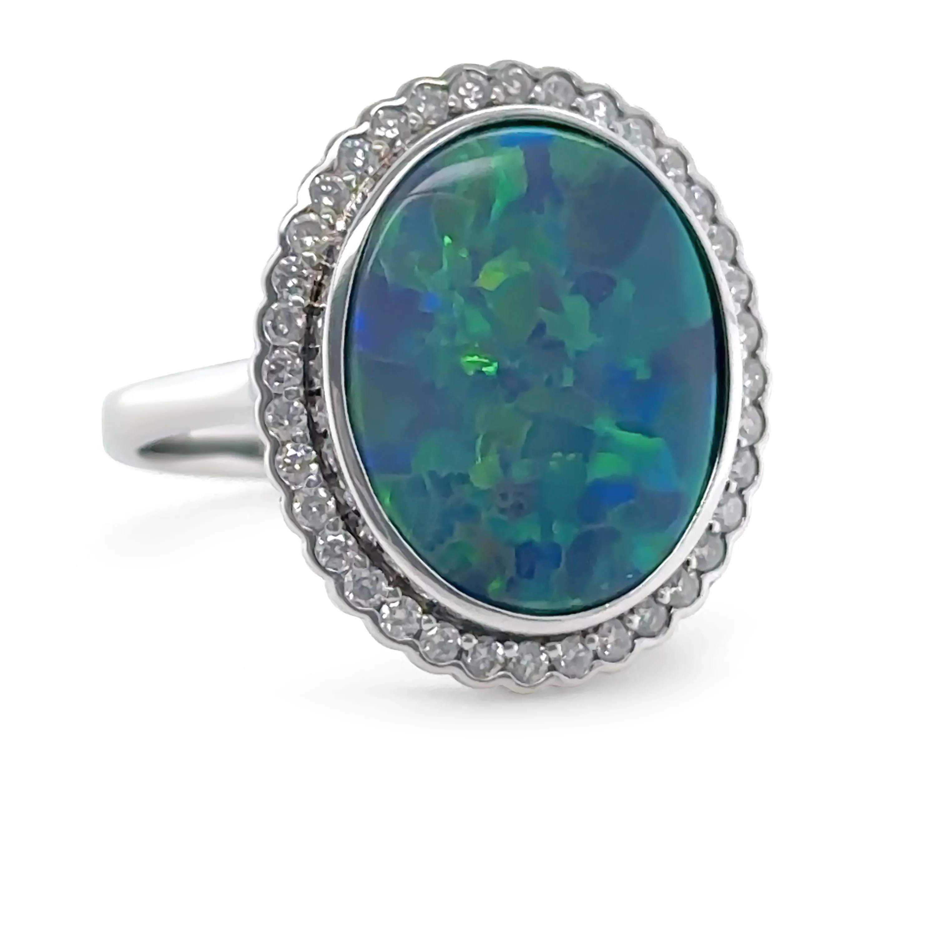 14ct White Gold Black Opal and Diamond Dress Ring 5.34ct - Image 2