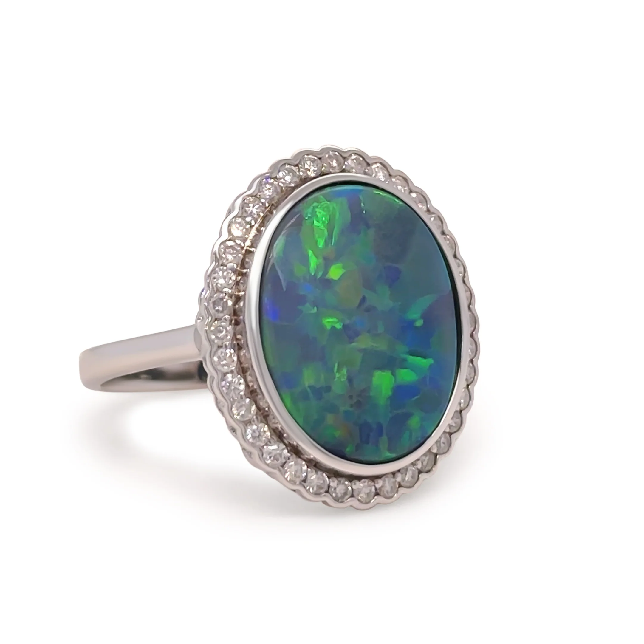 14ct White Gold Black Opal and Diamond Dress Ring 5.34ct - Image 3