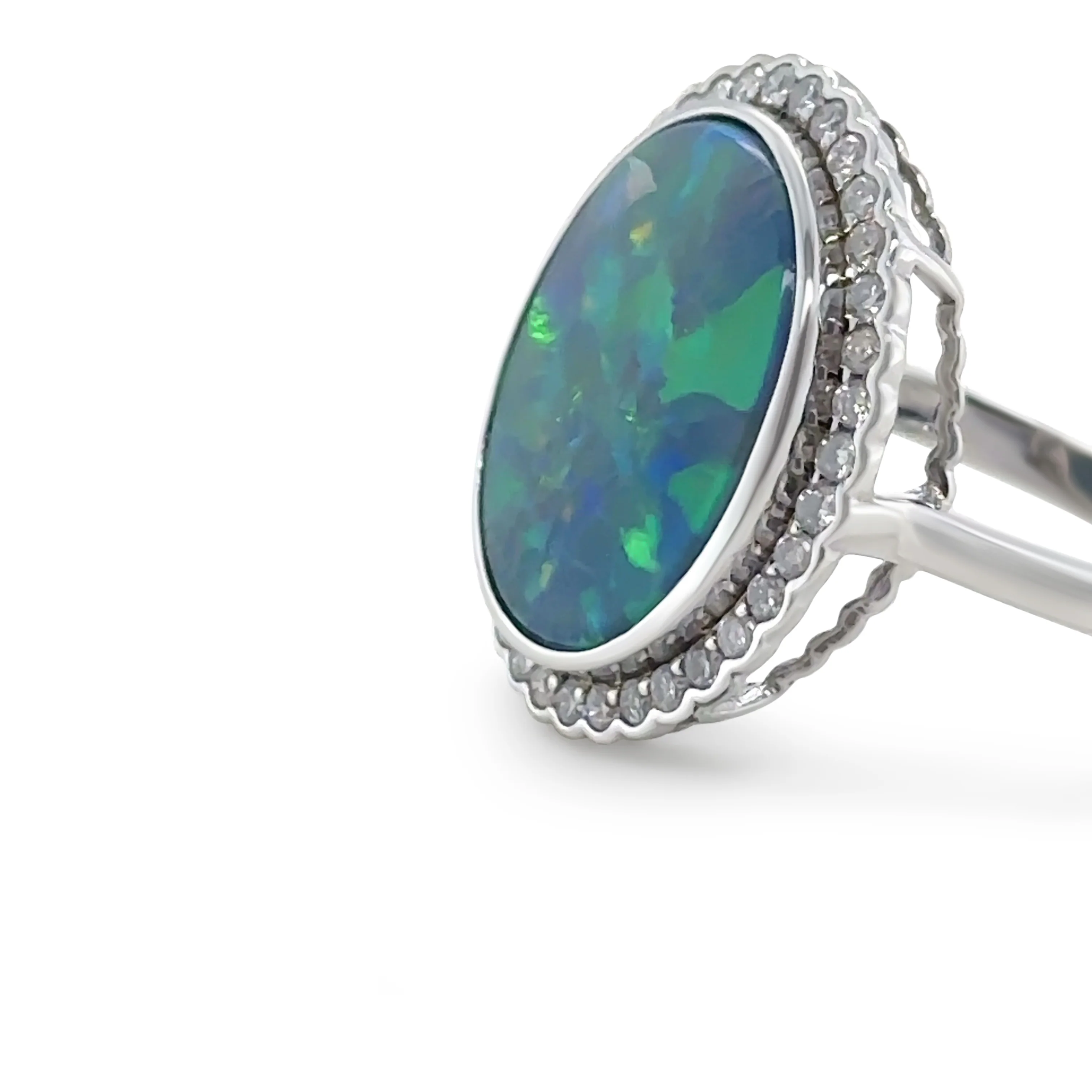 14ct White Gold Black Opal and Diamond Dress Ring 5.34ct - Image 7