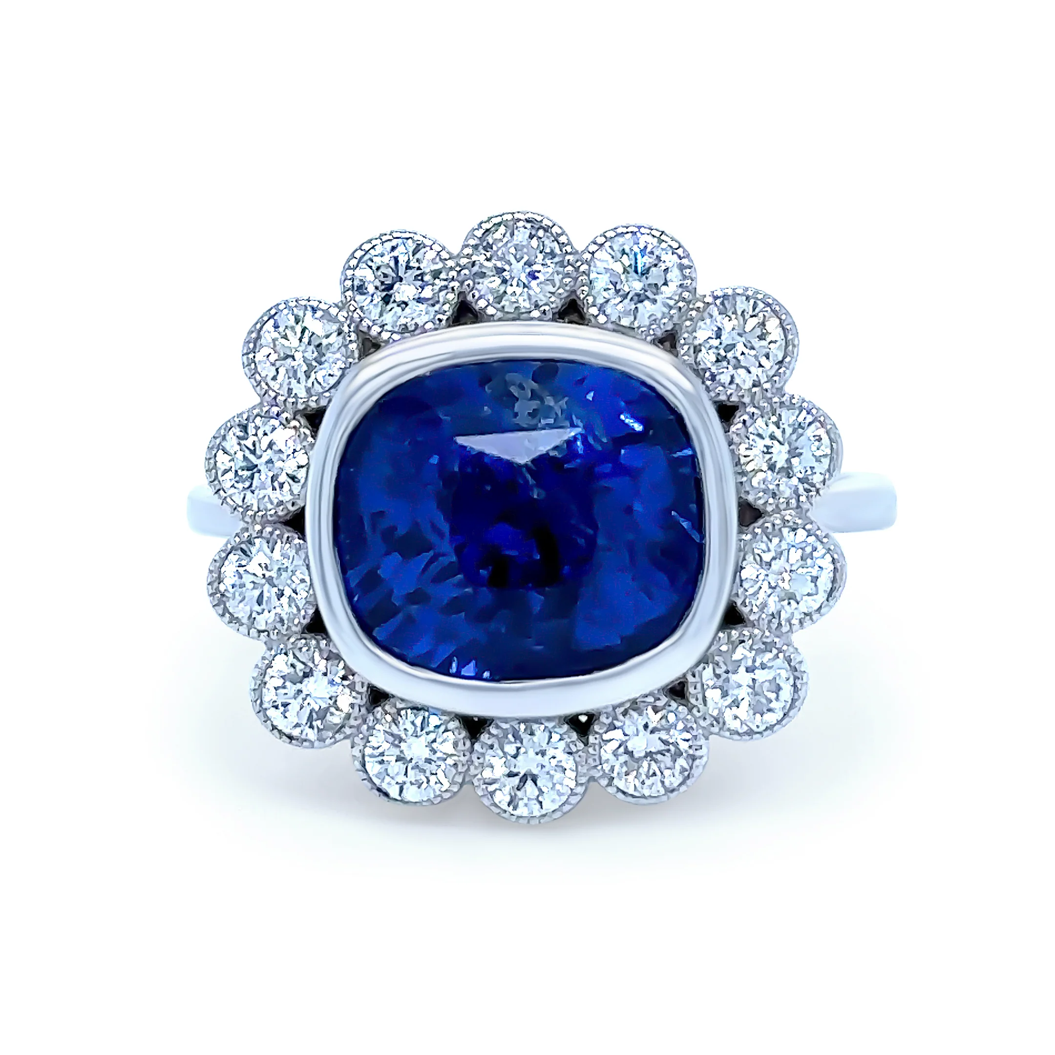 14ct White Gold Ceylon Sapphire & Diamond Ring 8.15ct - Image 2
