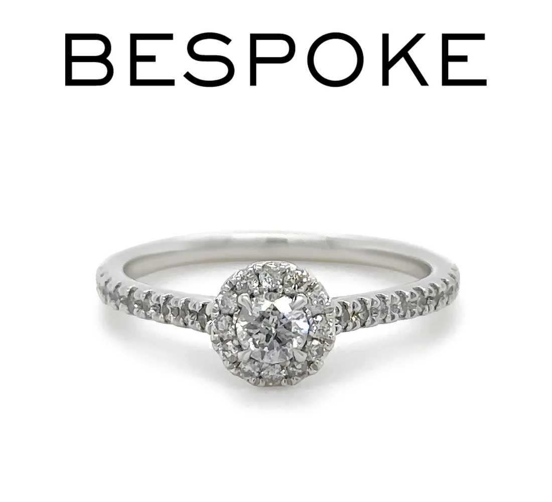 14ct White Gold Diamond Bridal Halo Ring 0.73ct