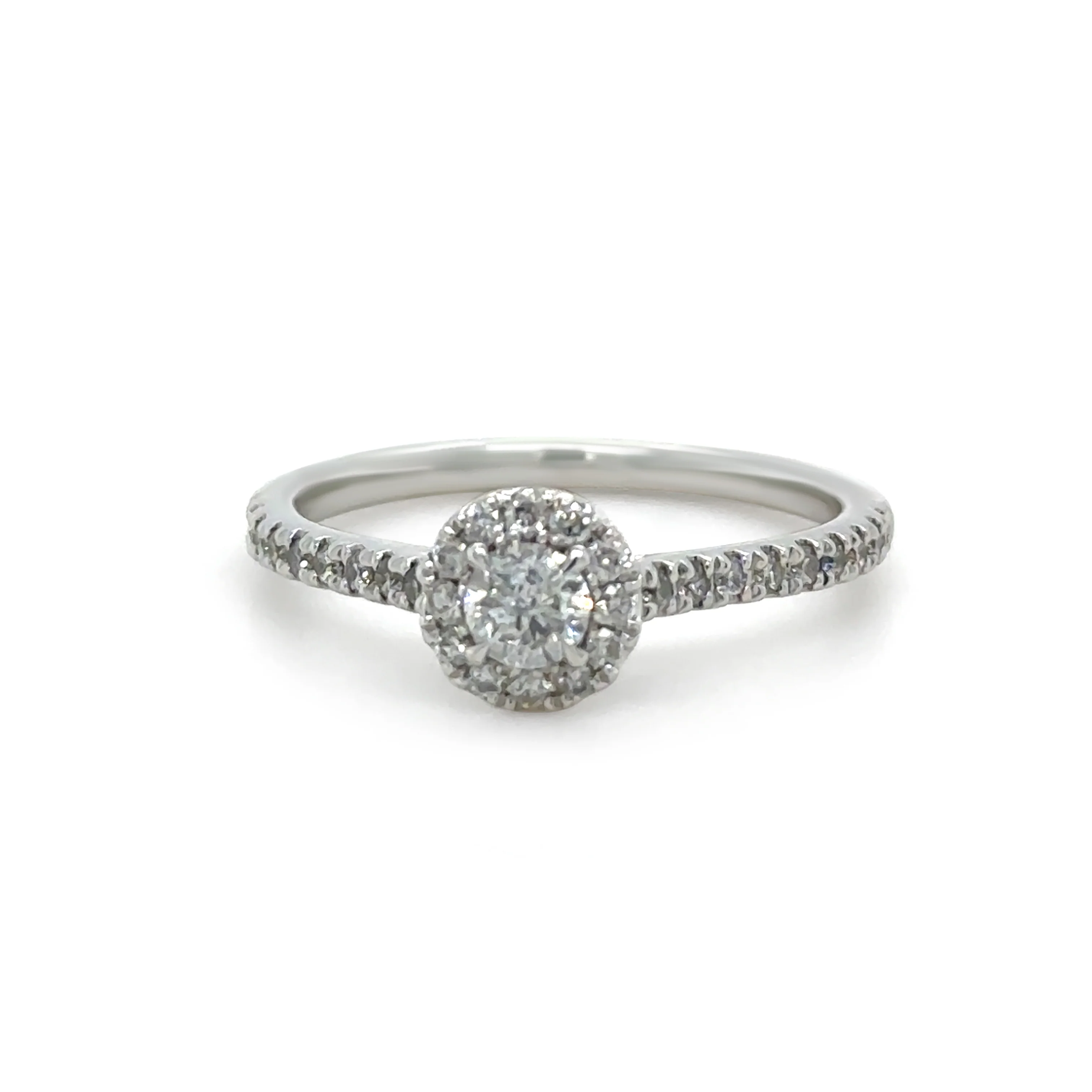 14ct White Gold Diamond Bridal Halo Ring 0.73ct - Image 2
