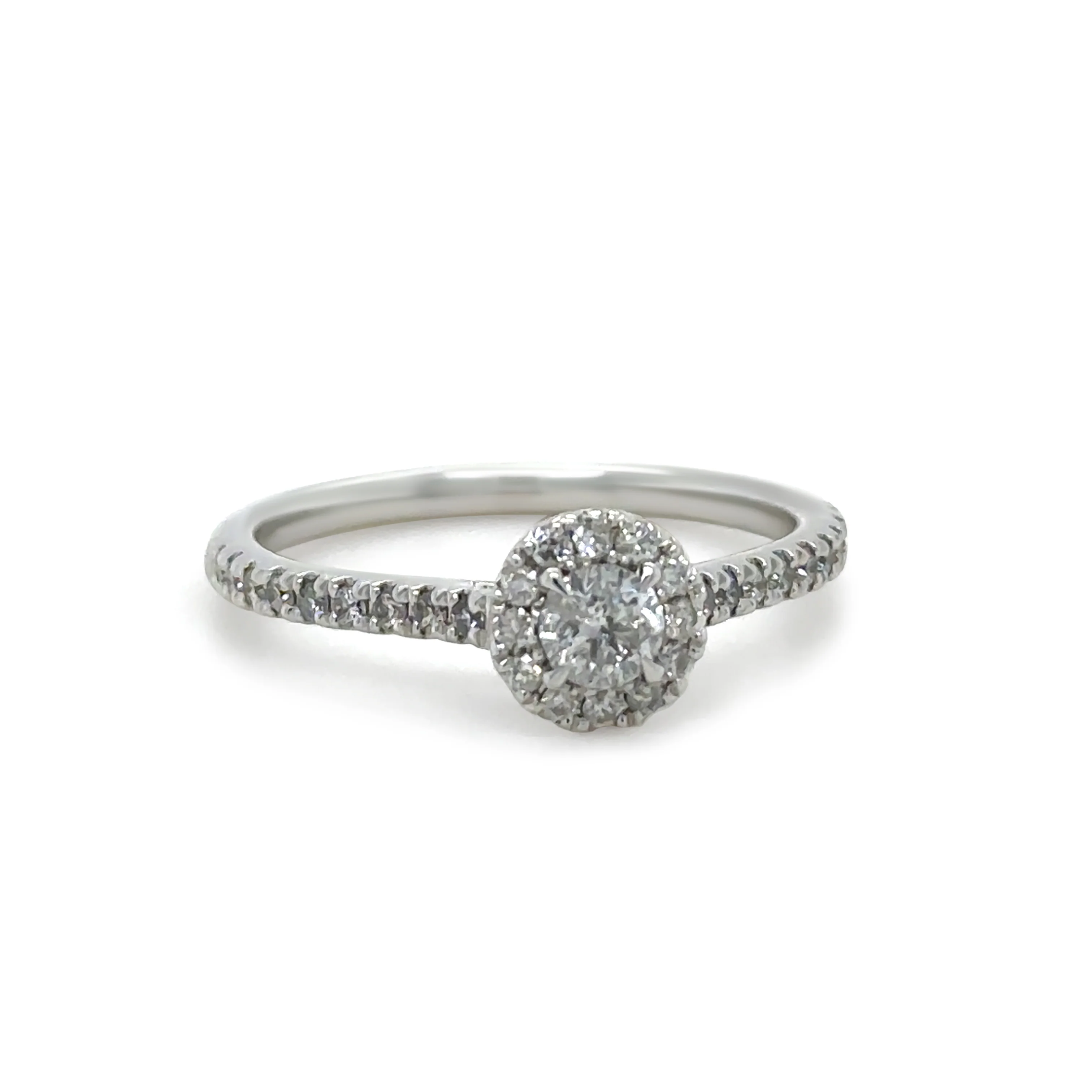 14ct White Gold Diamond Bridal Halo Ring 0.73ct - Image 3