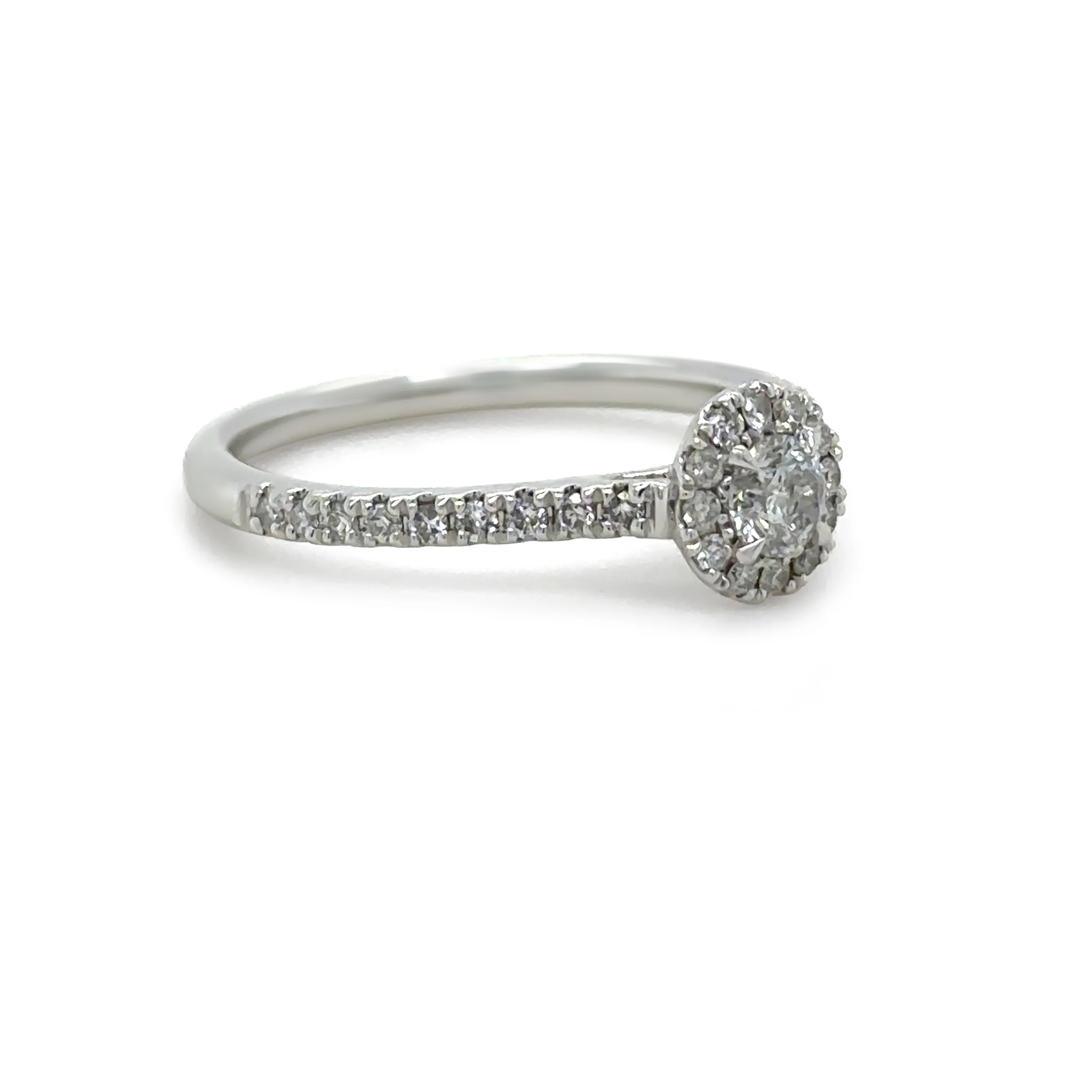 14ct White Gold Diamond Bridal Halo Ring 0.73ct - Image 4