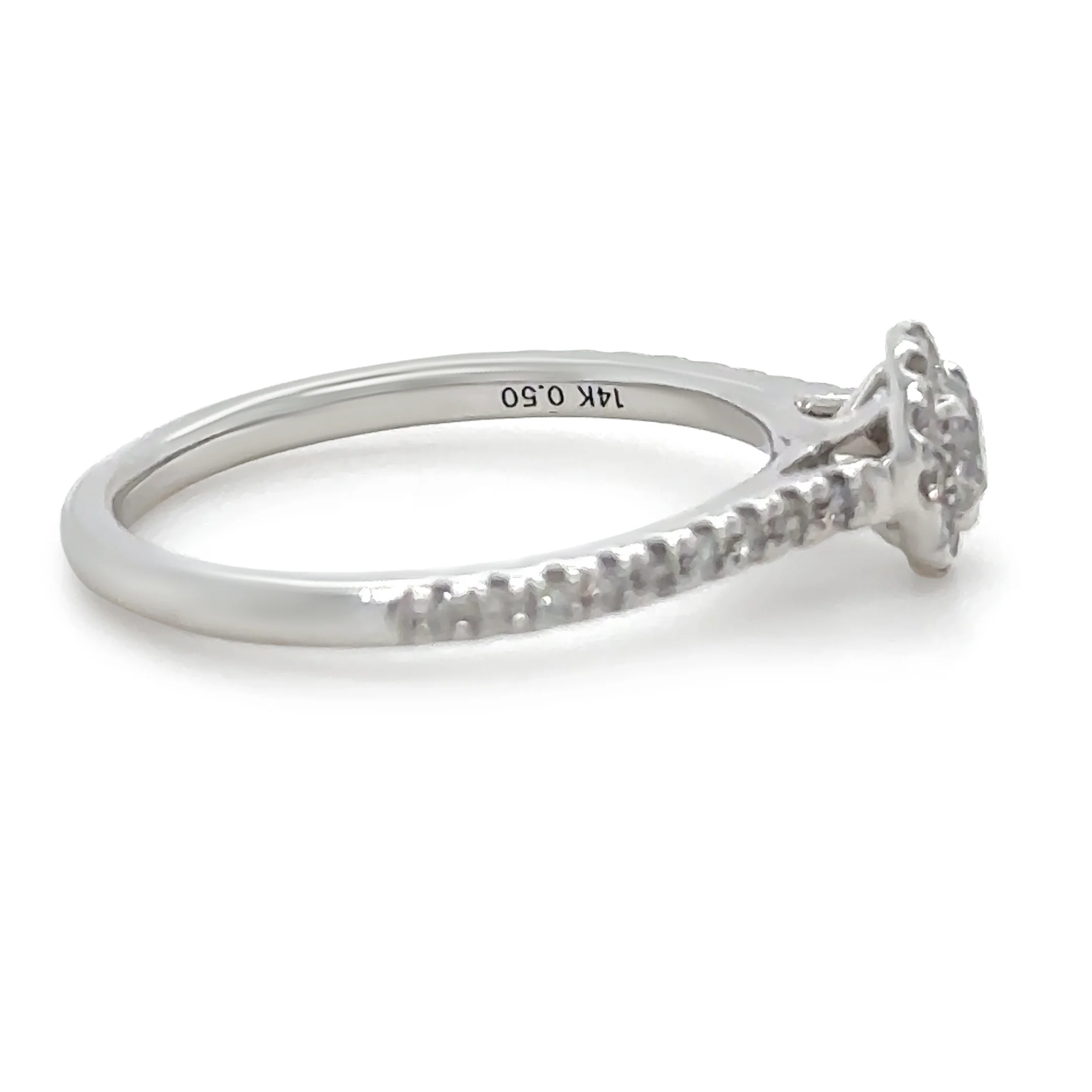14ct White Gold Diamond Bridal Halo Ring 0.73ct - Image 5
