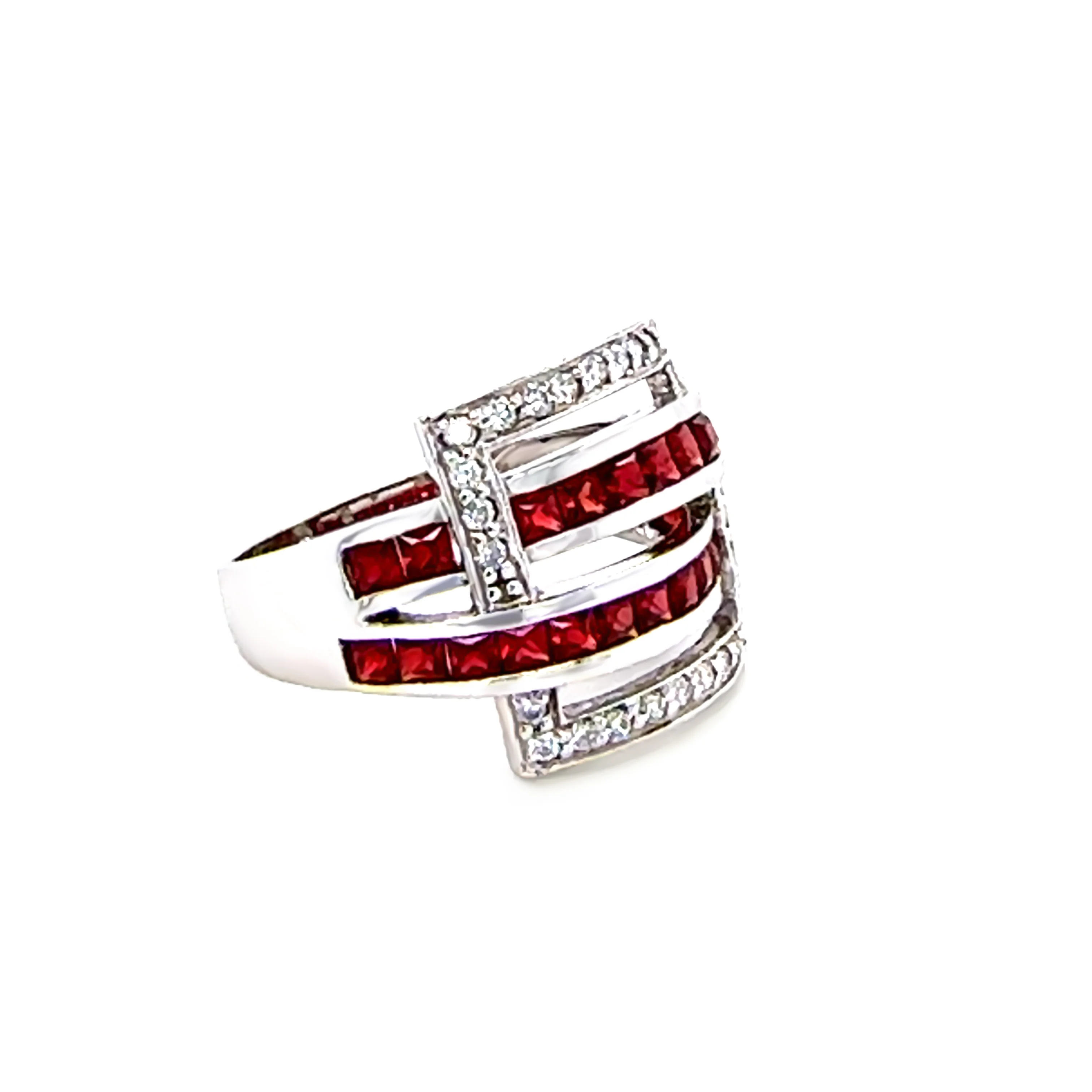 14ct White Gold Garnet and Diamond Ring 0.26ct 6.35g - Image 4
