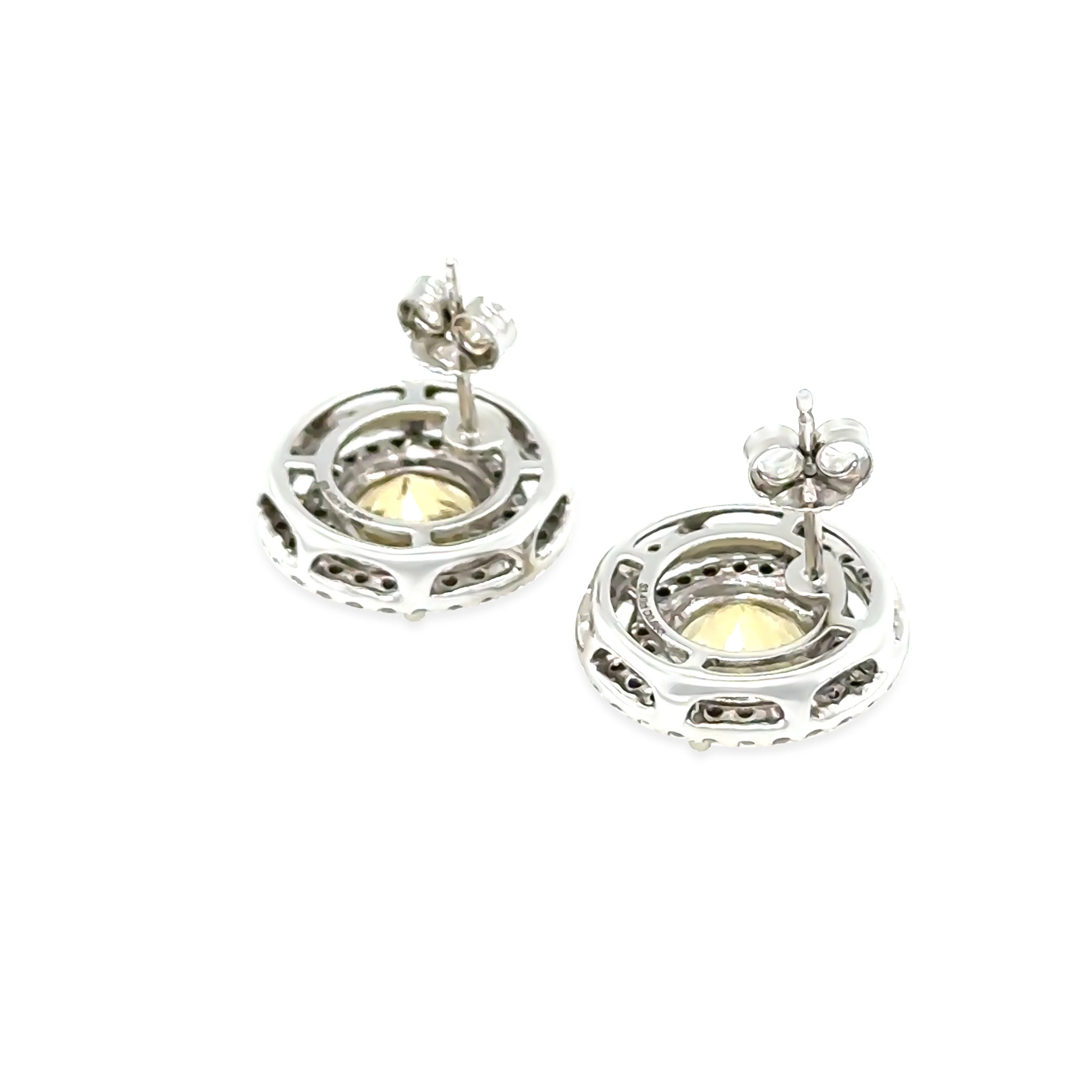 14ct White Gold Heliodor & Diamond Stud Earrings 4.37ct 4.63g - Image 4