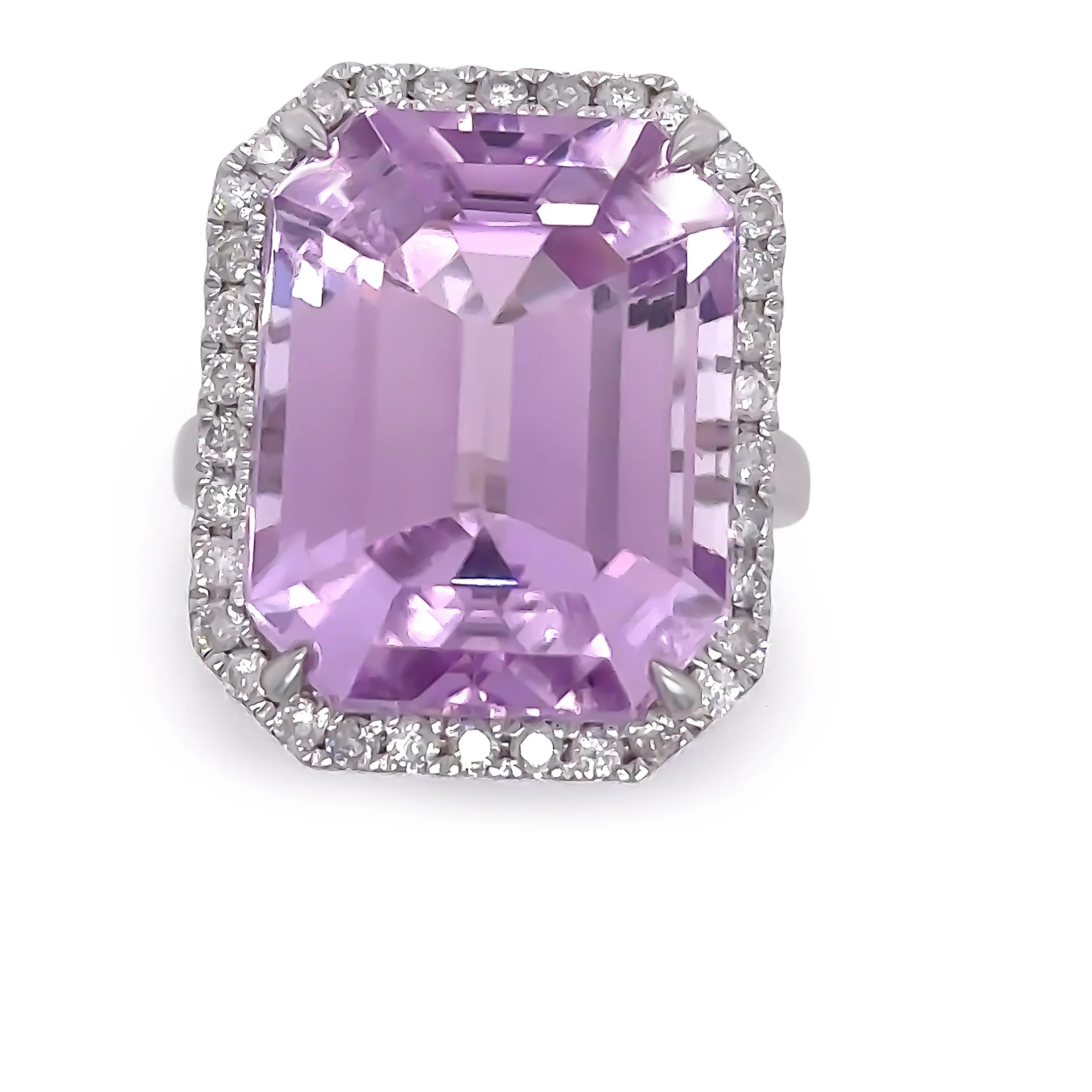Bespoke 14ct White Gold Kunzite & Diamond Cocktail Ring 26.6ct - Image 2