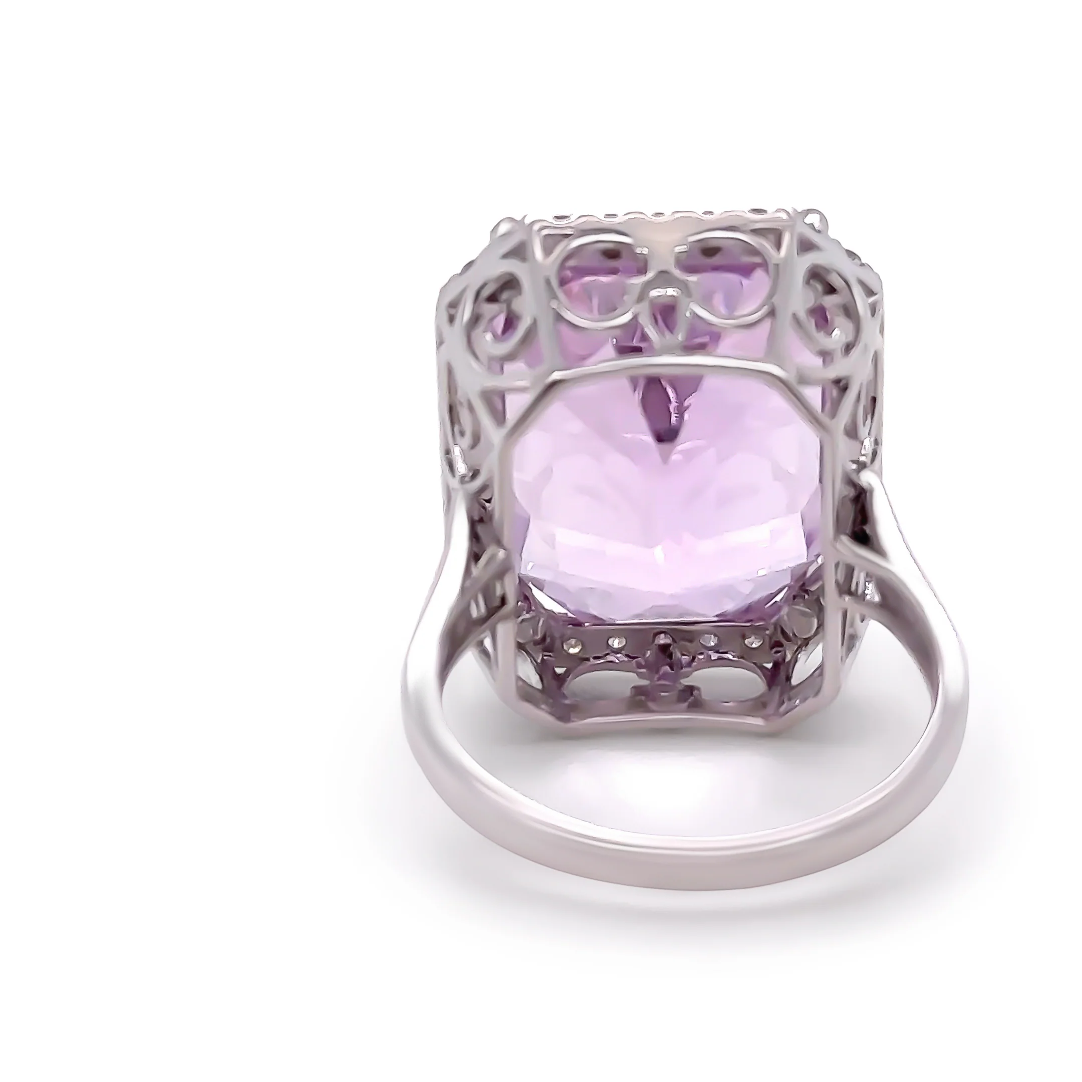 Bespoke 14ct White Gold Kunzite & Diamond Cocktail Ring 26.6ct - Image 5