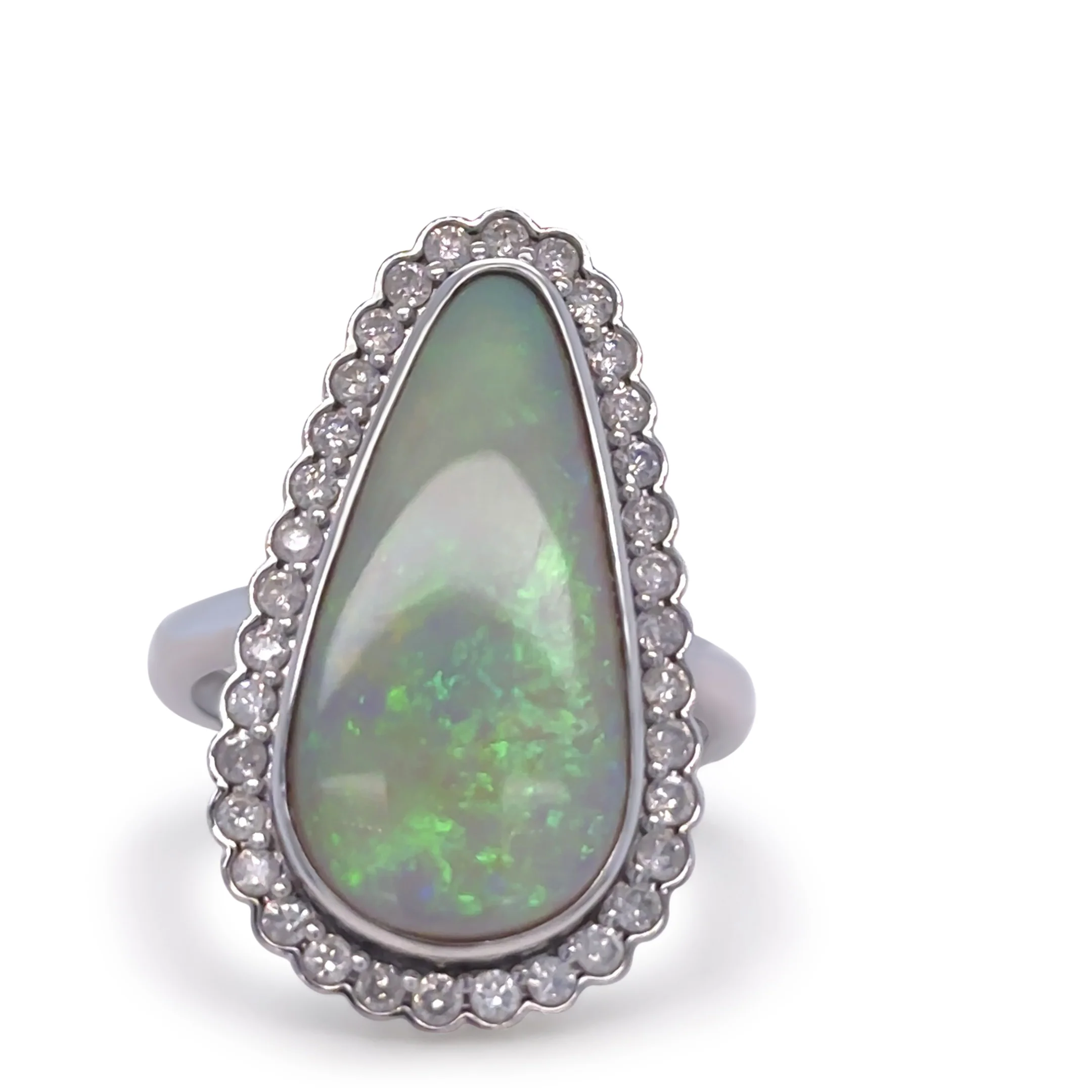 14ct White Gold Opal and Diamond Dress Ring 4.70ct - Image 2