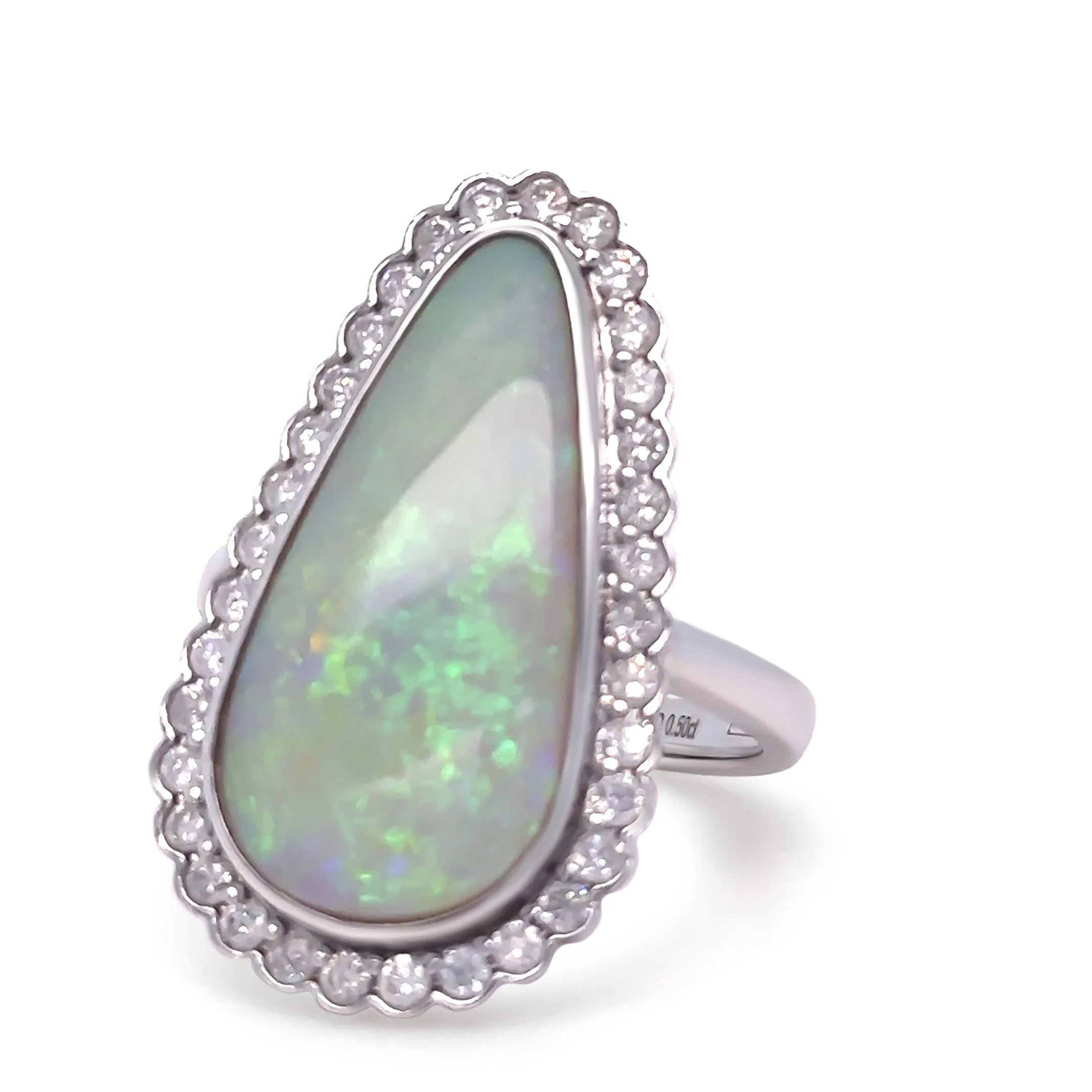 14ct White Gold Opal and Diamond Dress Ring 4.70ct - Image 3