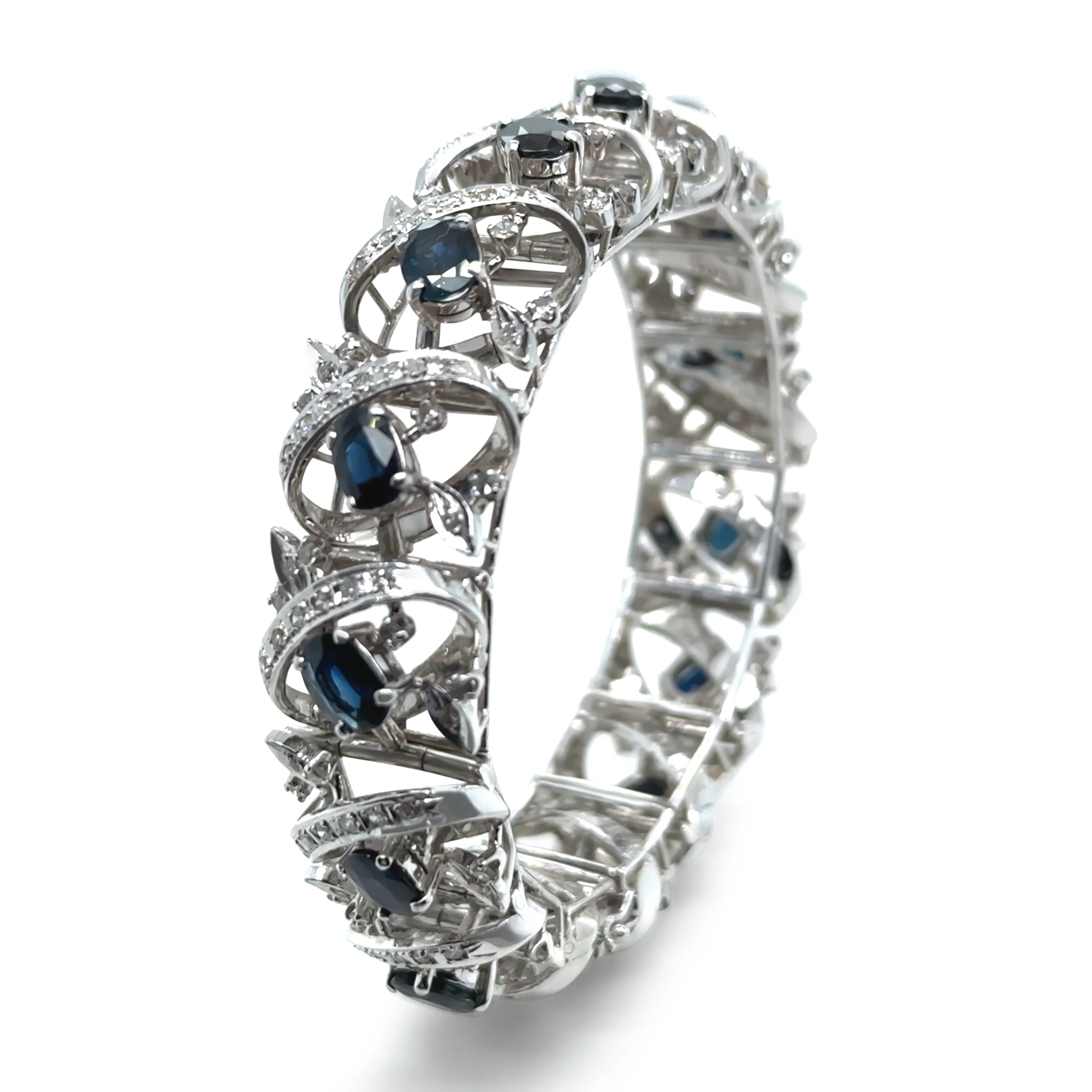 14ct White Gold Sapphire and Diamond Cluster Bracelet 11.45ct 48.29g - Image 10