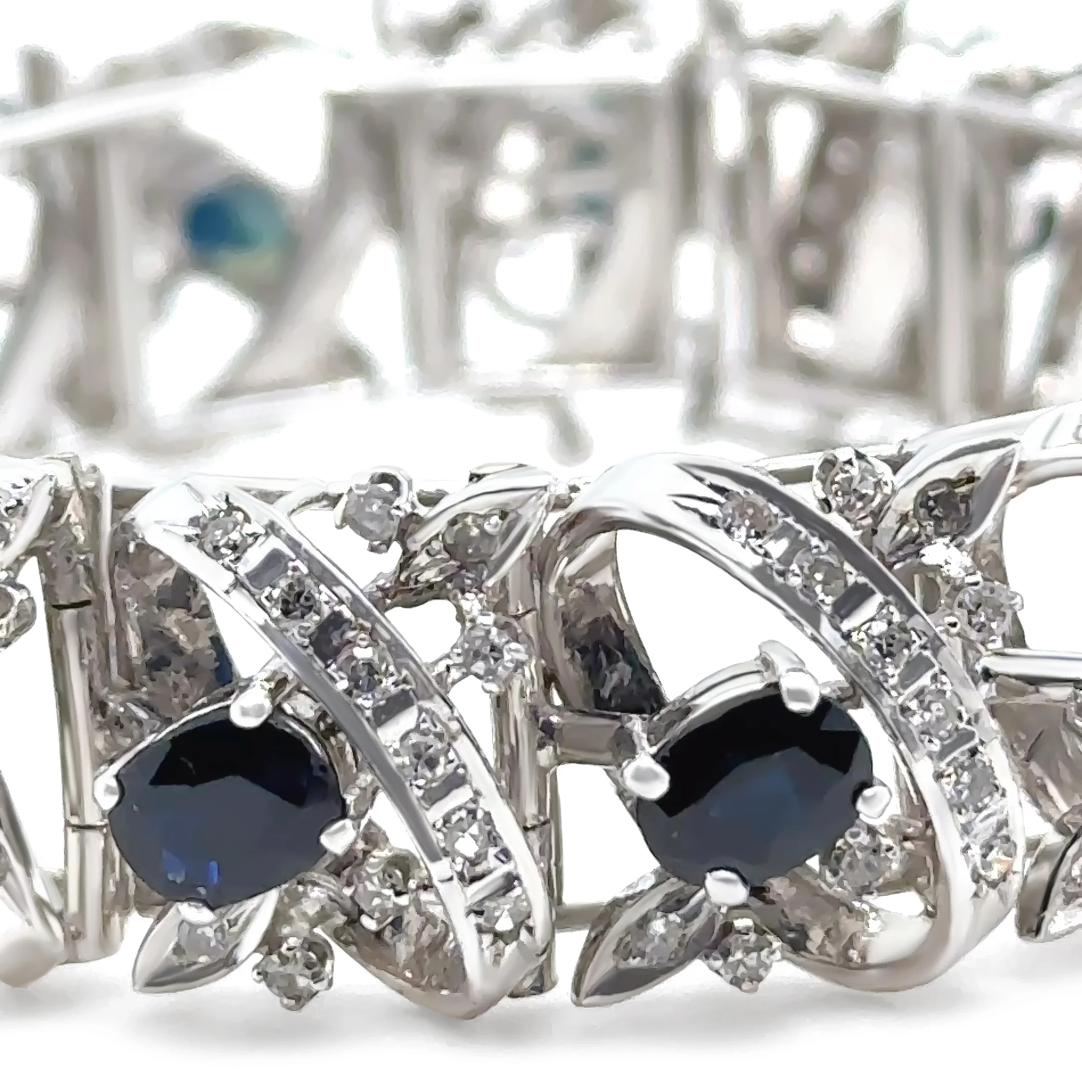14ct White Gold Sapphire and Diamond Cluster Bracelet 11.45ct 48.29g - Image 5