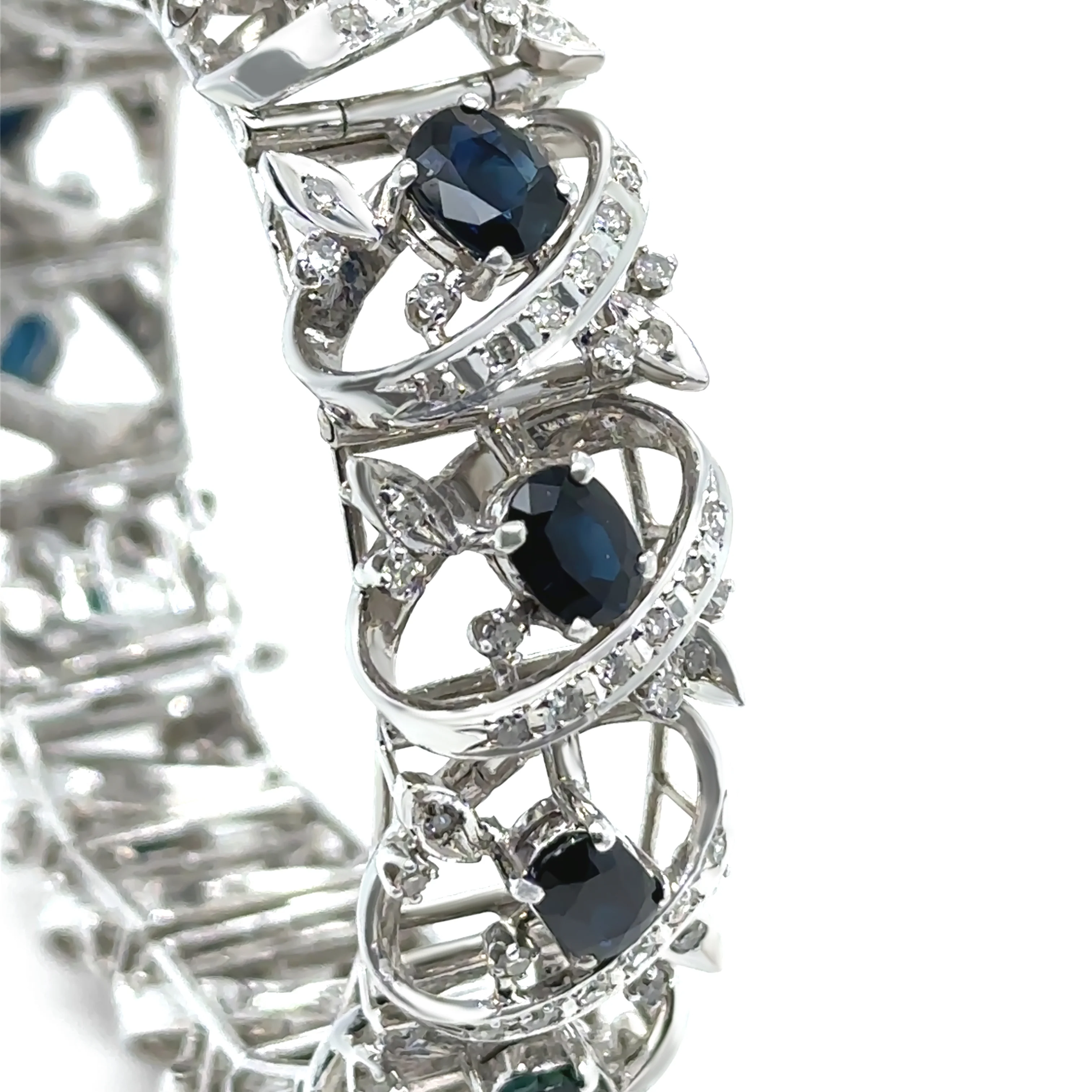 14ct White Gold Sapphire and Diamond Cluster Bracelet 11.45ct 48.29g - Image 8