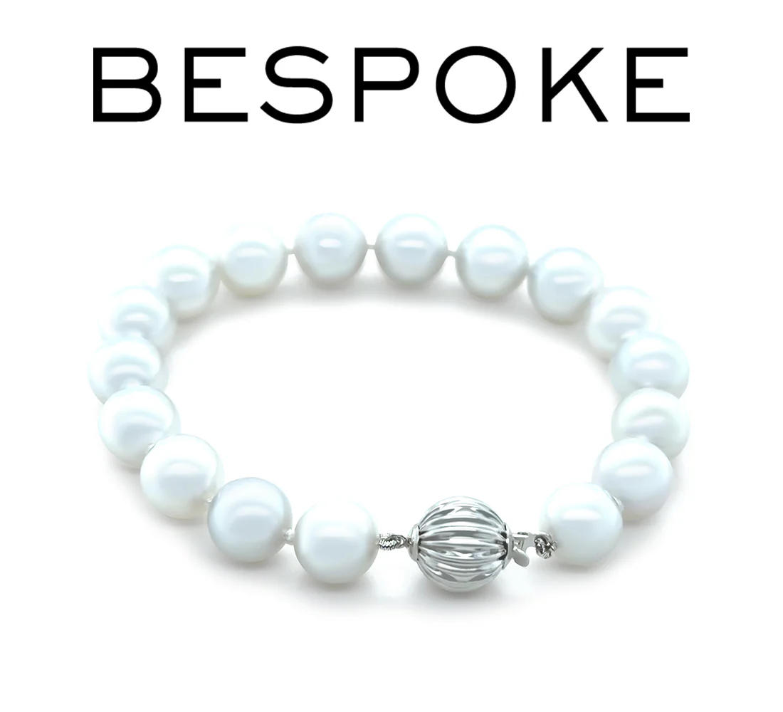 14ct White Gold South Sea Cultured Pearl Knotted Bracelet