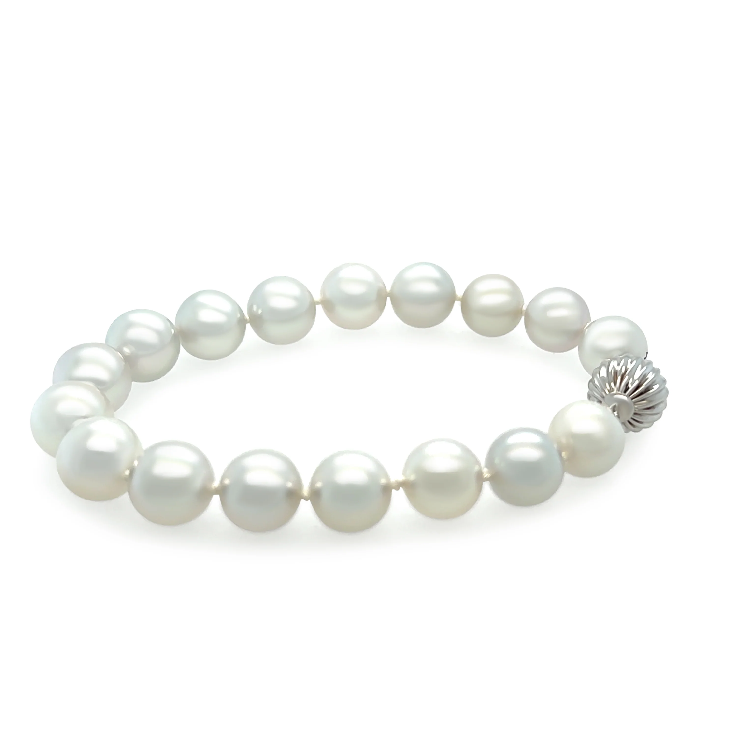 14ct White Gold South Sea Cultured Pearl Knotted Bracelet - Image 4