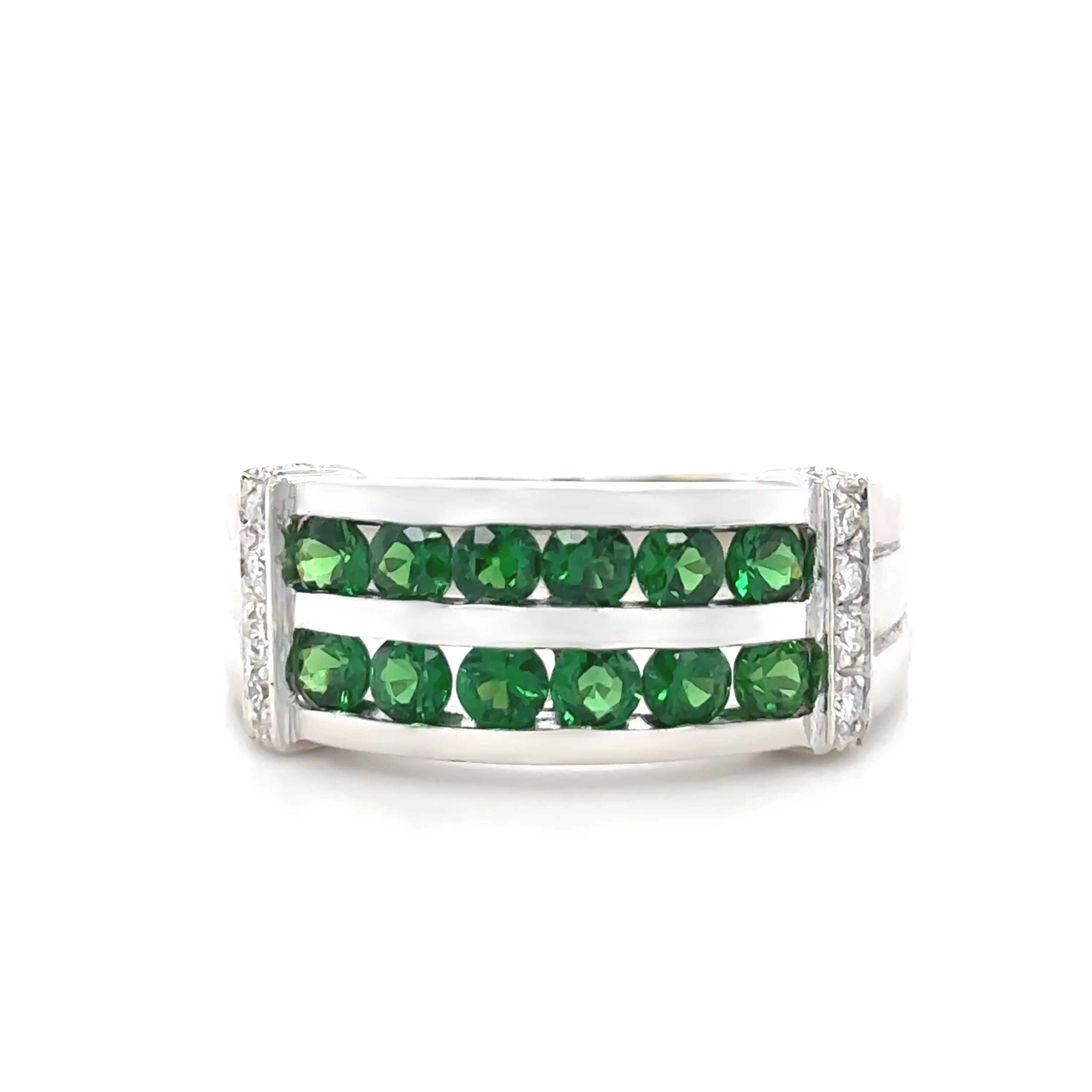 14ct White Gold Tsavorite Garnet and Diamond Ring 7.59g - Image 2