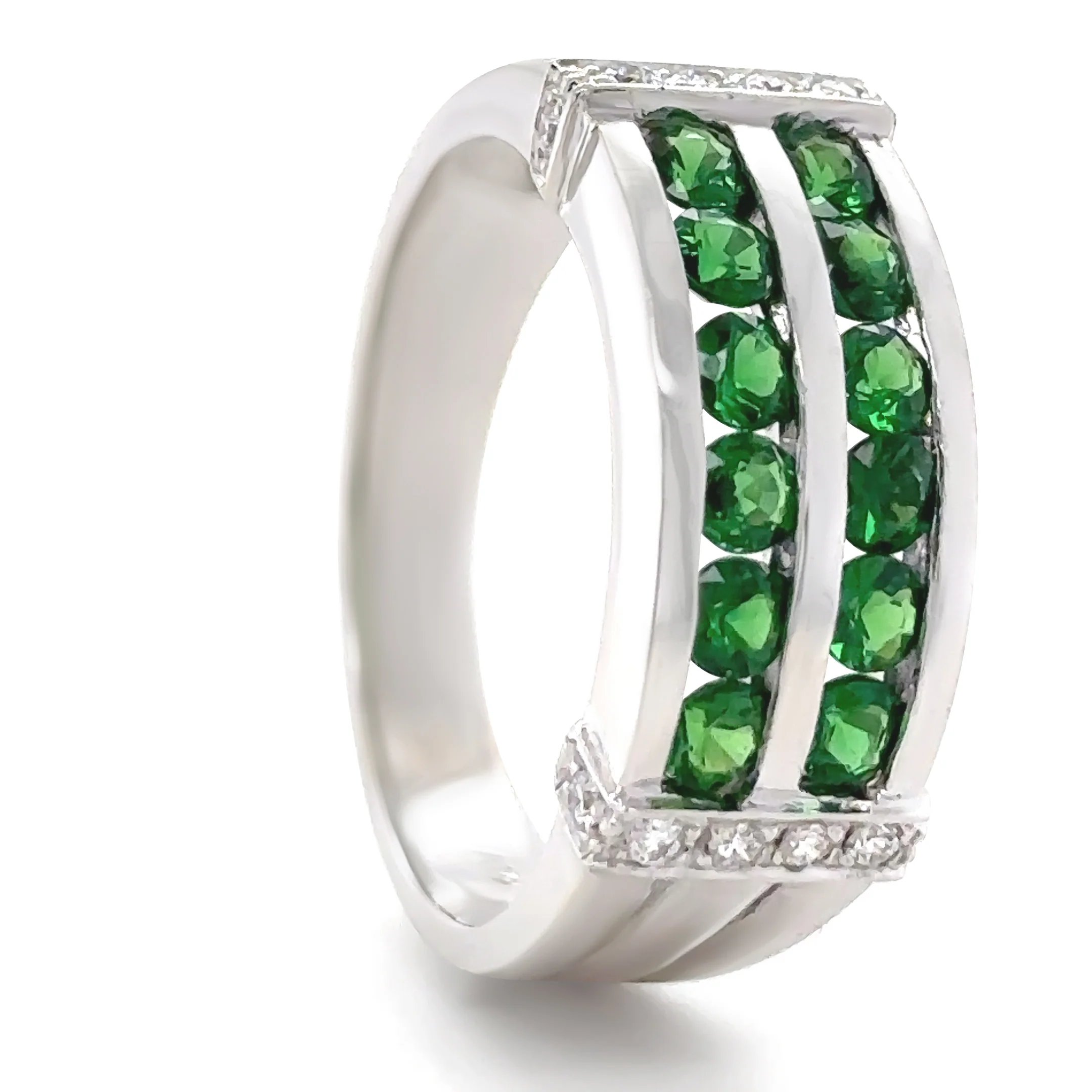 14ct White Gold Tsavorite Garnet and Diamond Ring 7.59g - Image 5
