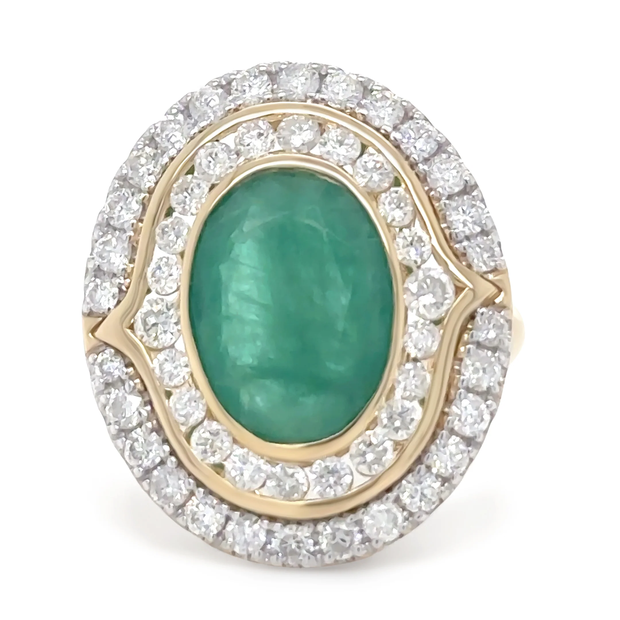 14ct Yellow Gold Emerald and Diamond Cocktail Ring 5.23ct - Image 2