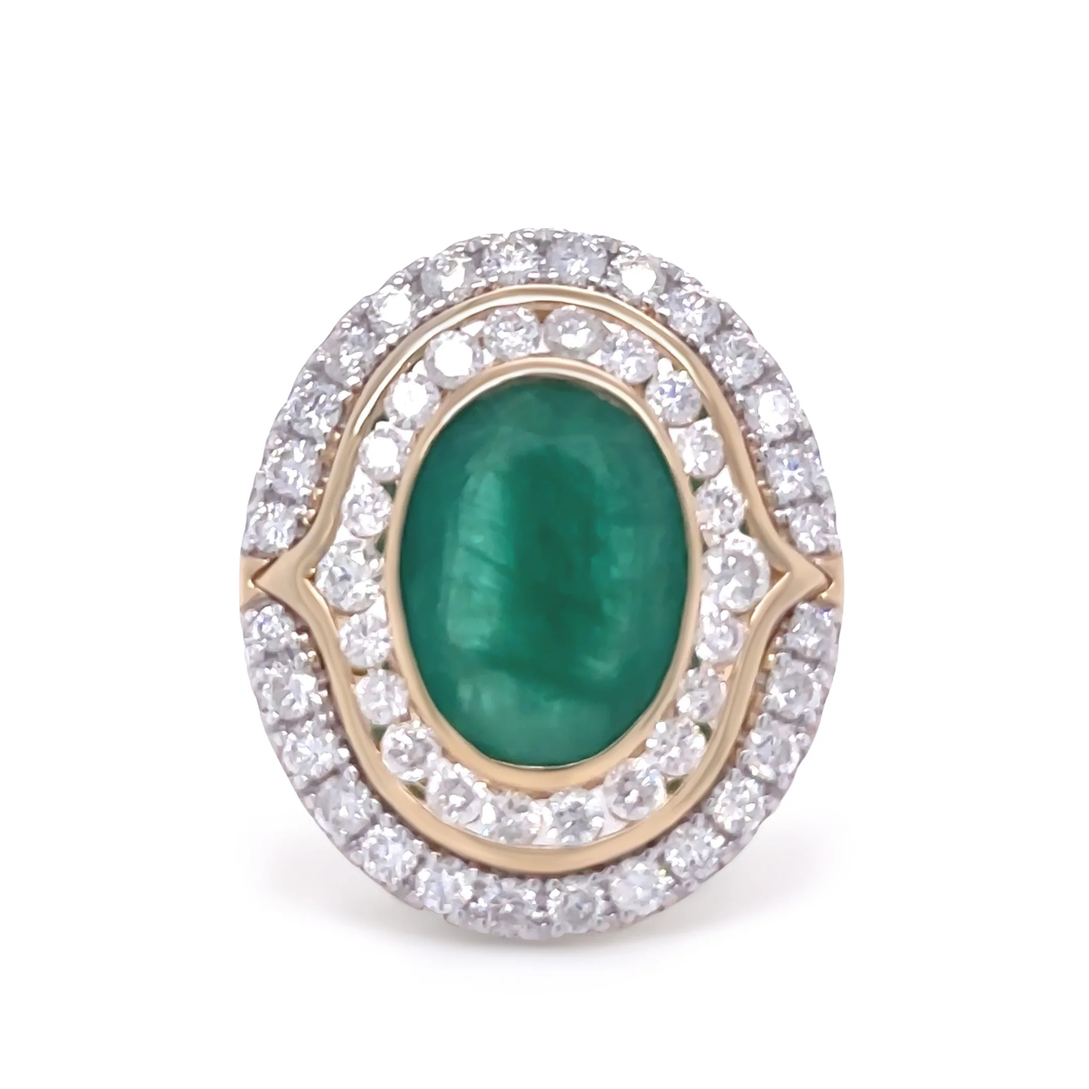 14ct Yellow Gold Emerald and Diamond Cocktail Ring 5.23ct - Image 3