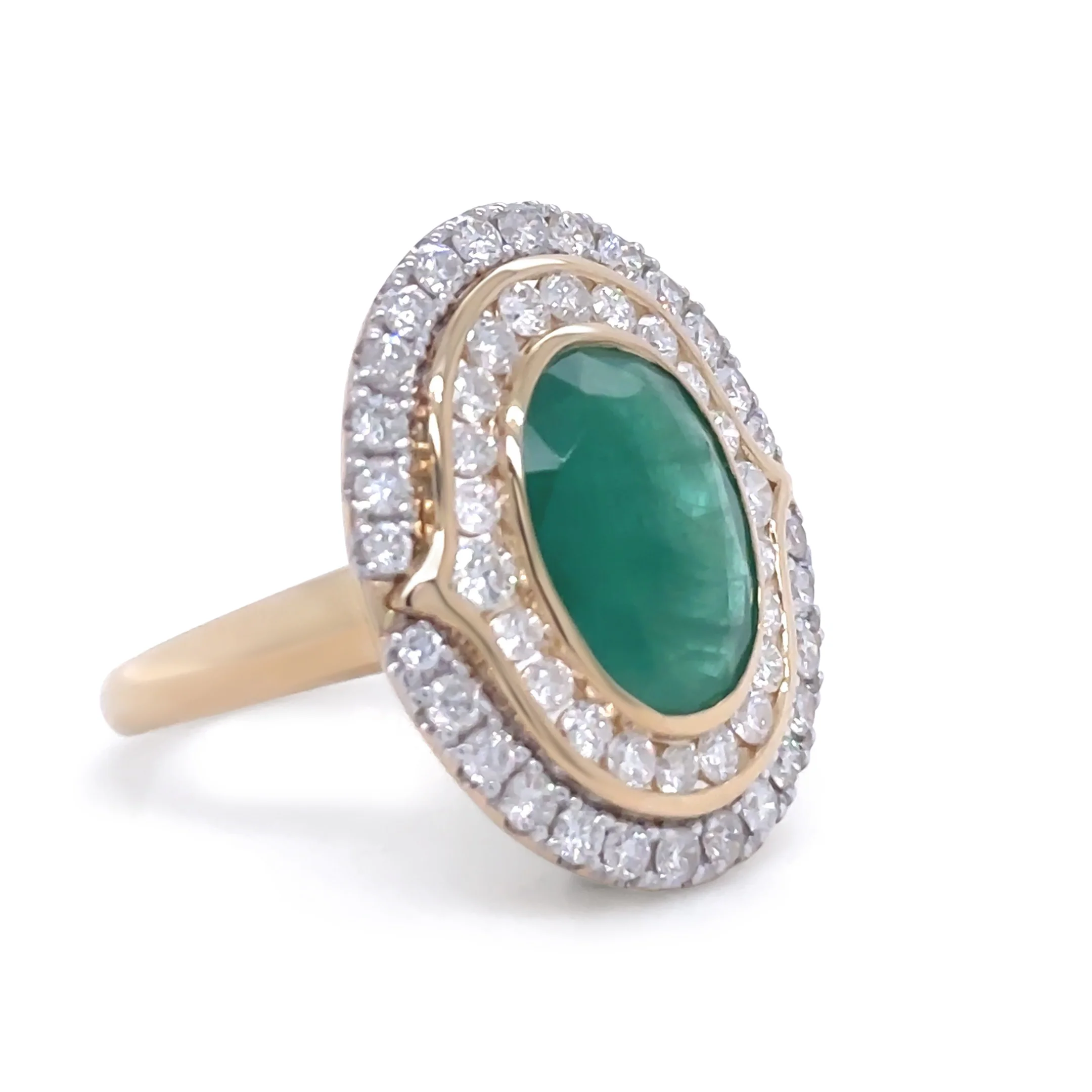 14ct Yellow Gold Emerald and Diamond Cocktail Ring 5.23ct - Image 4