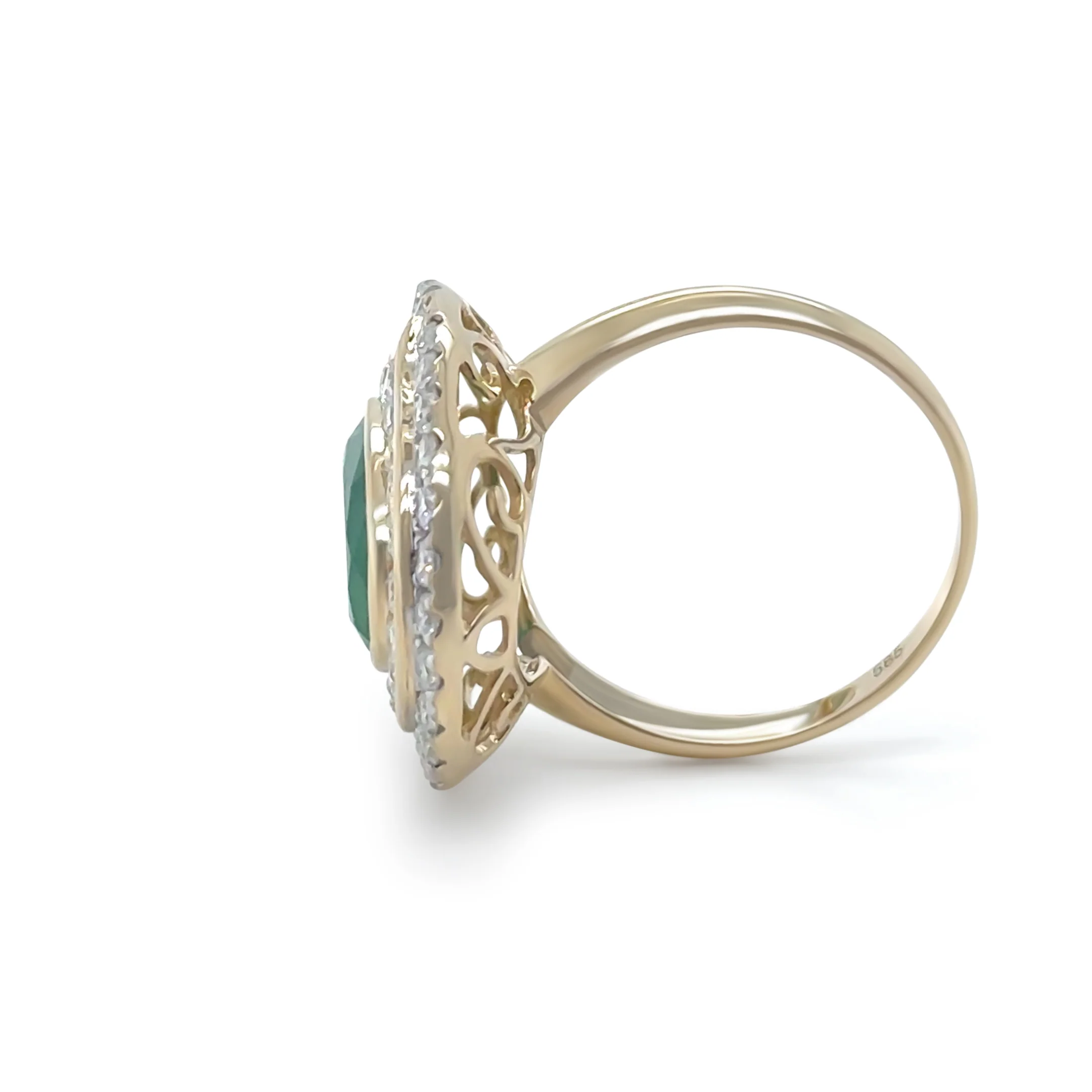 14ct Yellow Gold Emerald and Diamond Cocktail Ring 5.23ct - Image 5