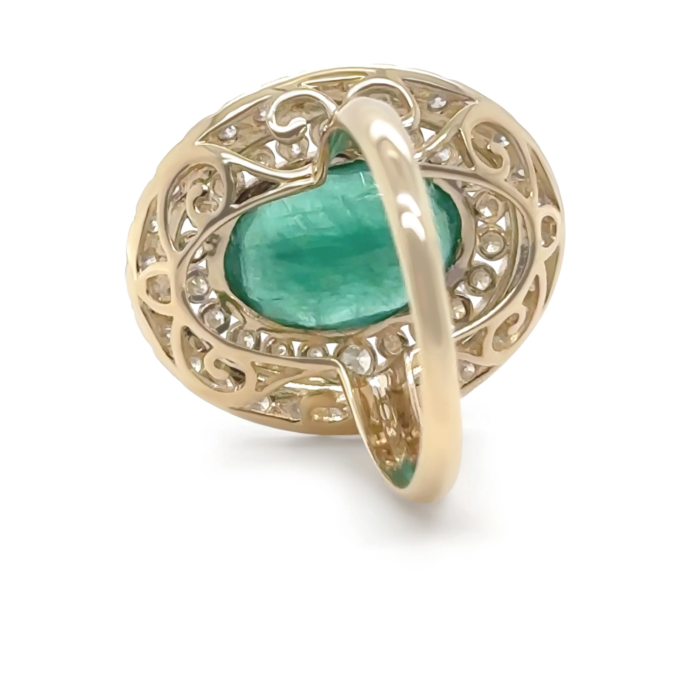14ct Yellow Gold Emerald and Diamond Cocktail Ring 5.23ct - Image 8