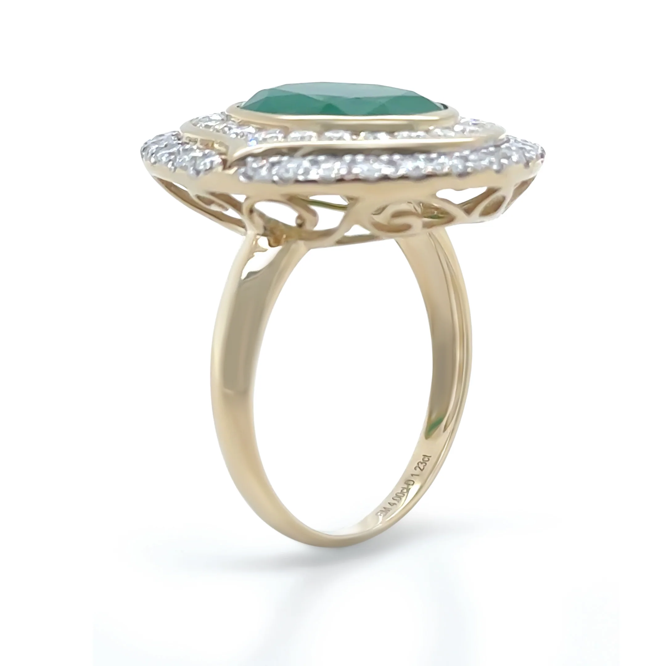 14ct Yellow Gold Emerald and Diamond Cocktail Ring 5.23ct - Image 9