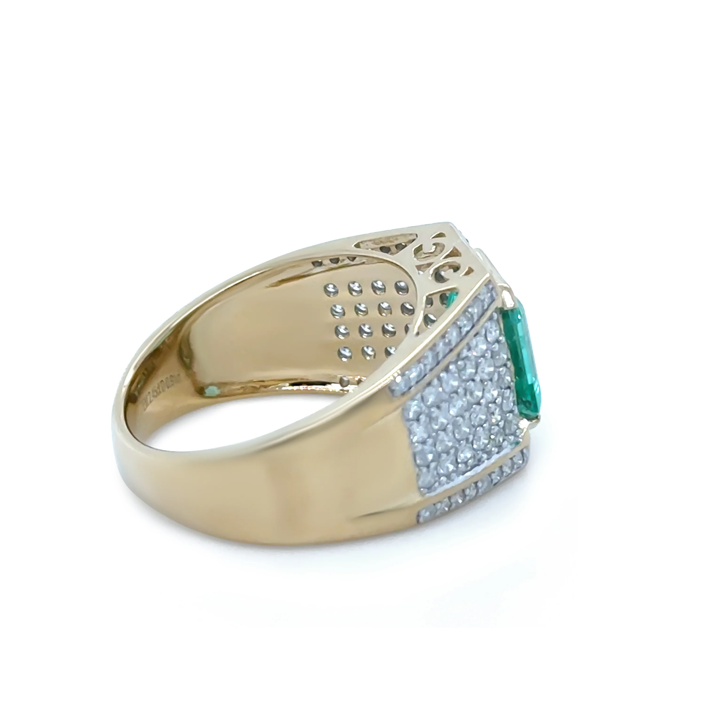 14ct Yellow Gold Emerald and Diamond Gent’s Statement Ring 3.36ct - Image 5