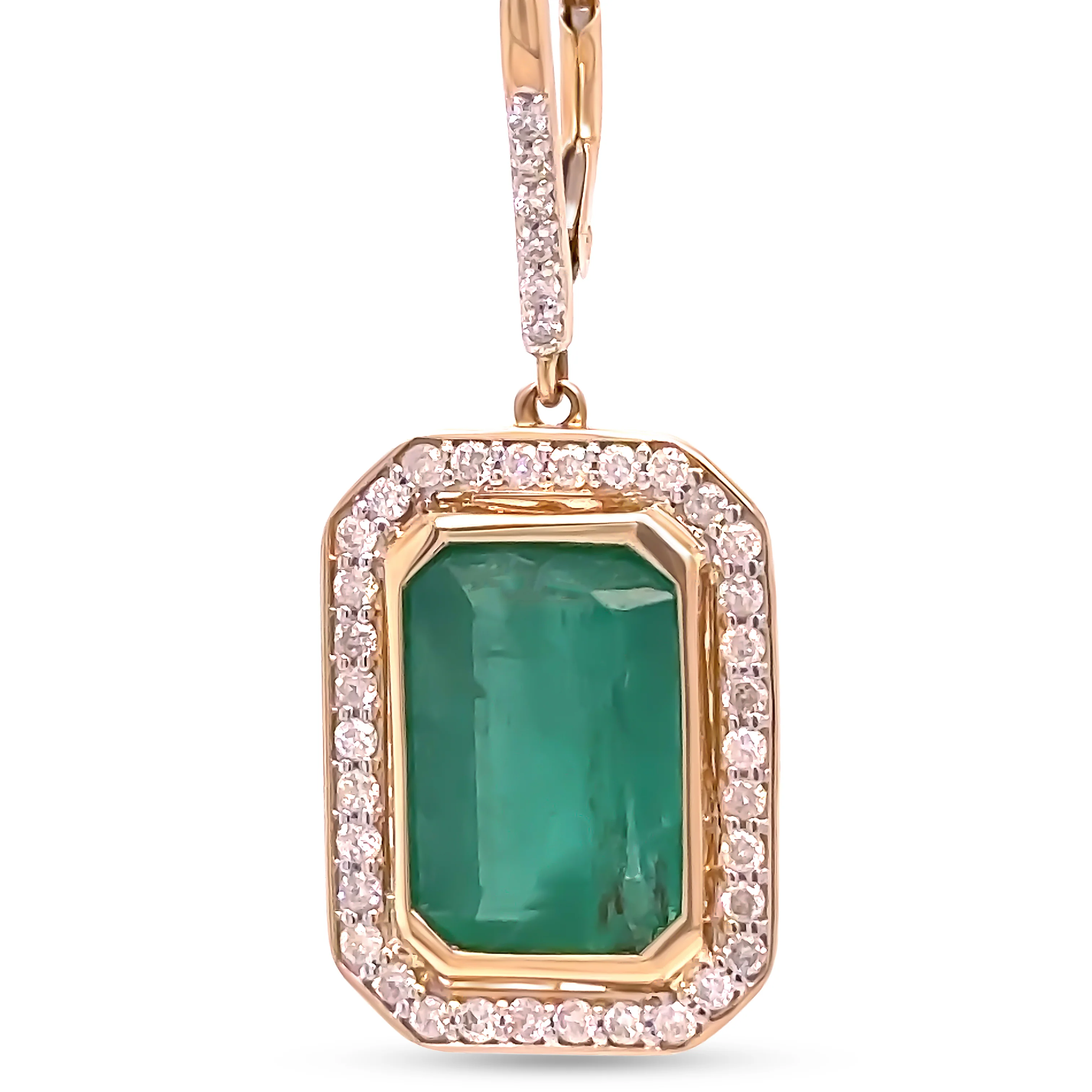 14ct Yellow Gold Emerald & Diamond Earrings 10.72ct - Image 7
