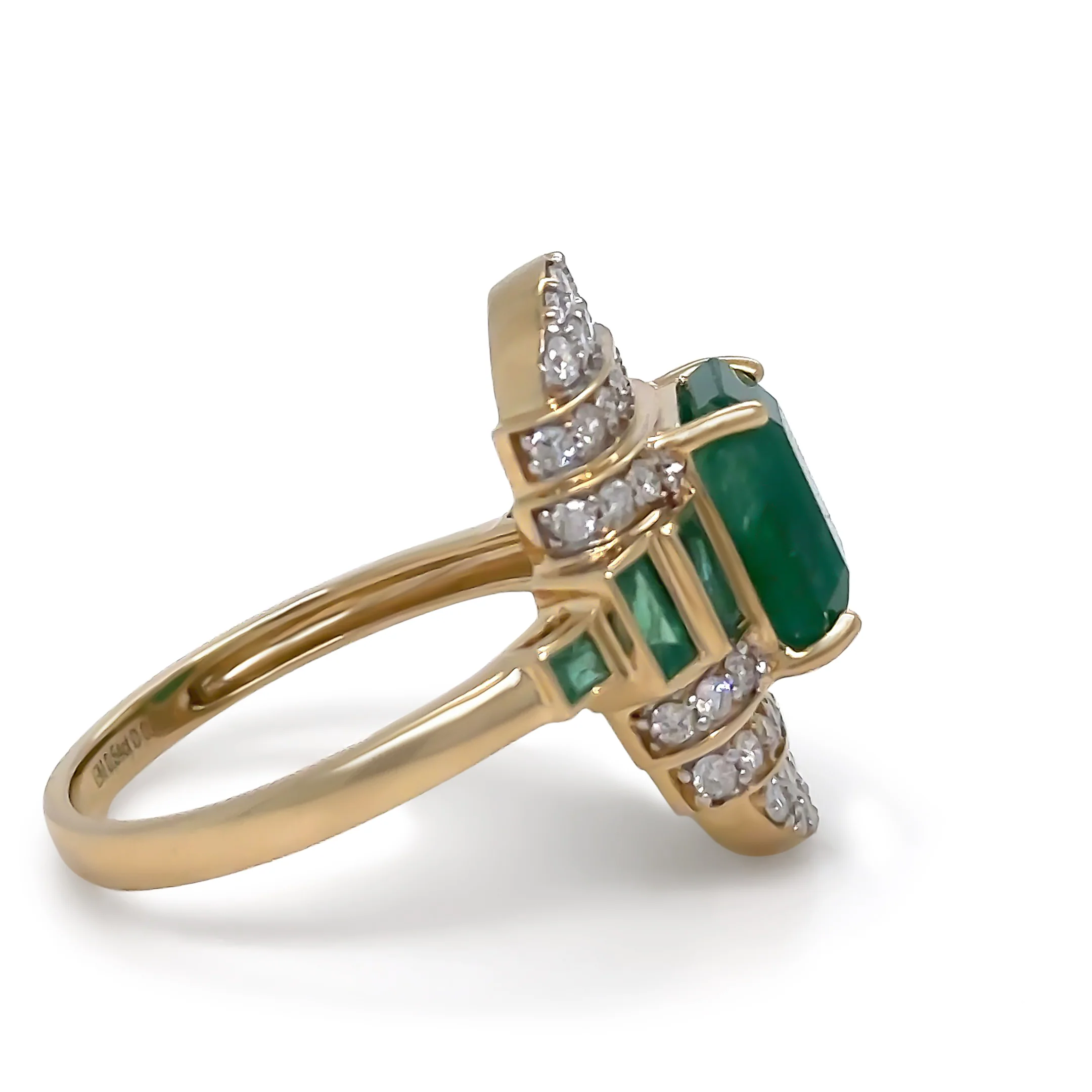 14ct Yellow Gold Emerald & Diamond Set "Art-Deco" Ring 4.56ct - Image 4