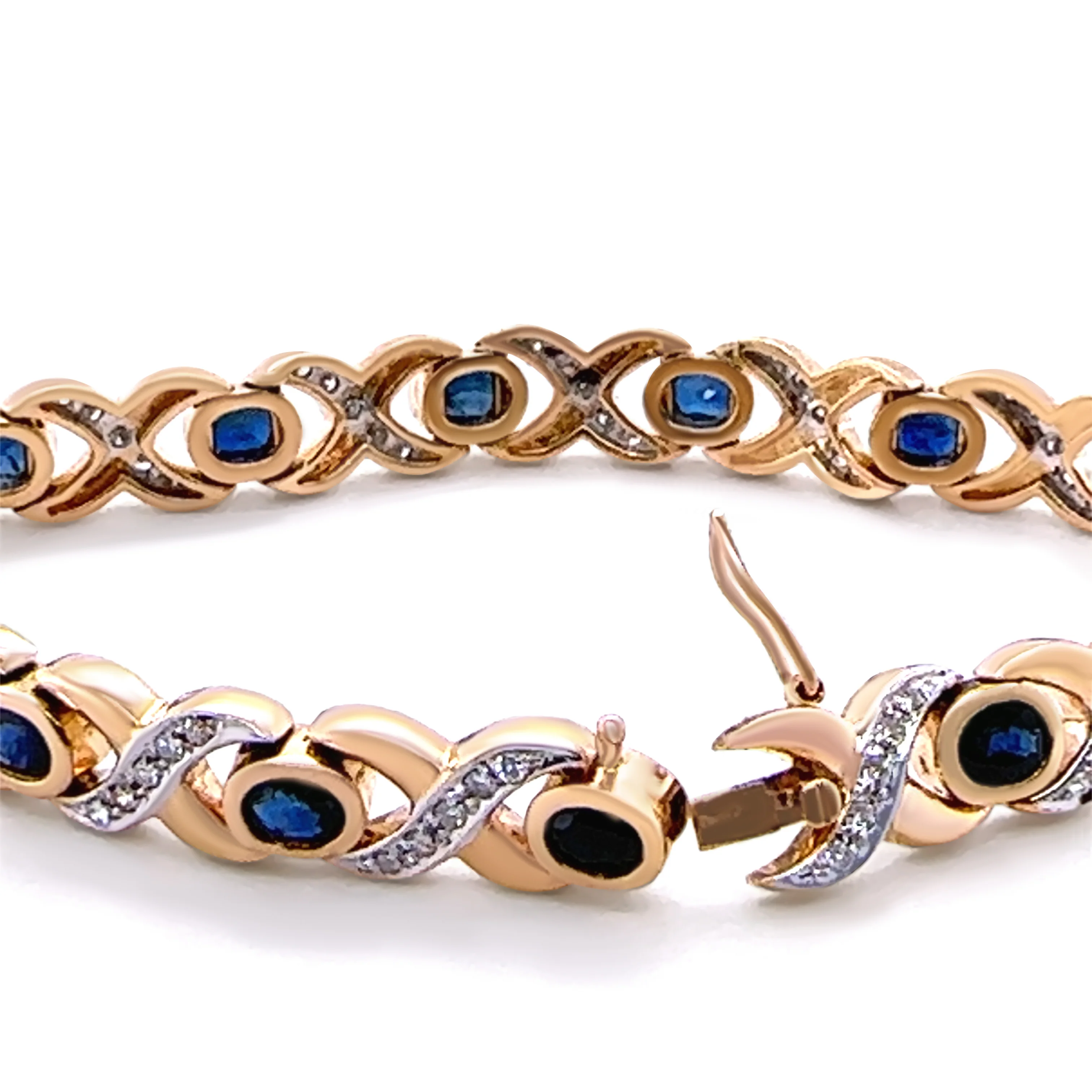 14ct Yellow Gold Sapphire and Diamond Bracelet 0.56ct 20.13g - Image 6