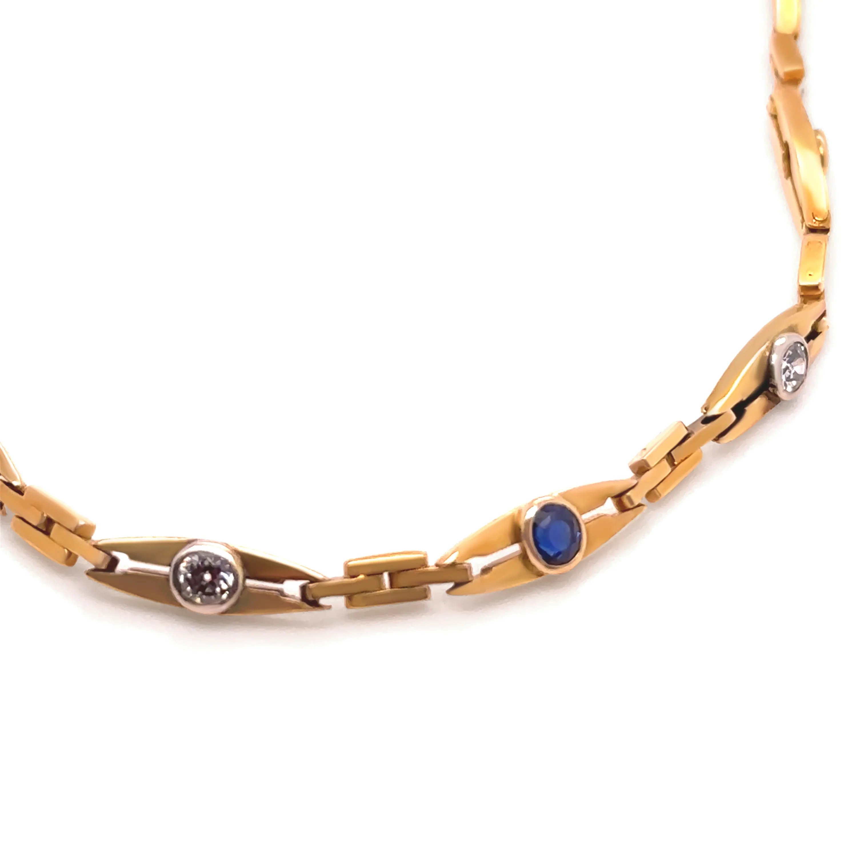14ct Yellow Gold Sapphire and Diamond Bracelet 0.69ct 9.83g - Image 3