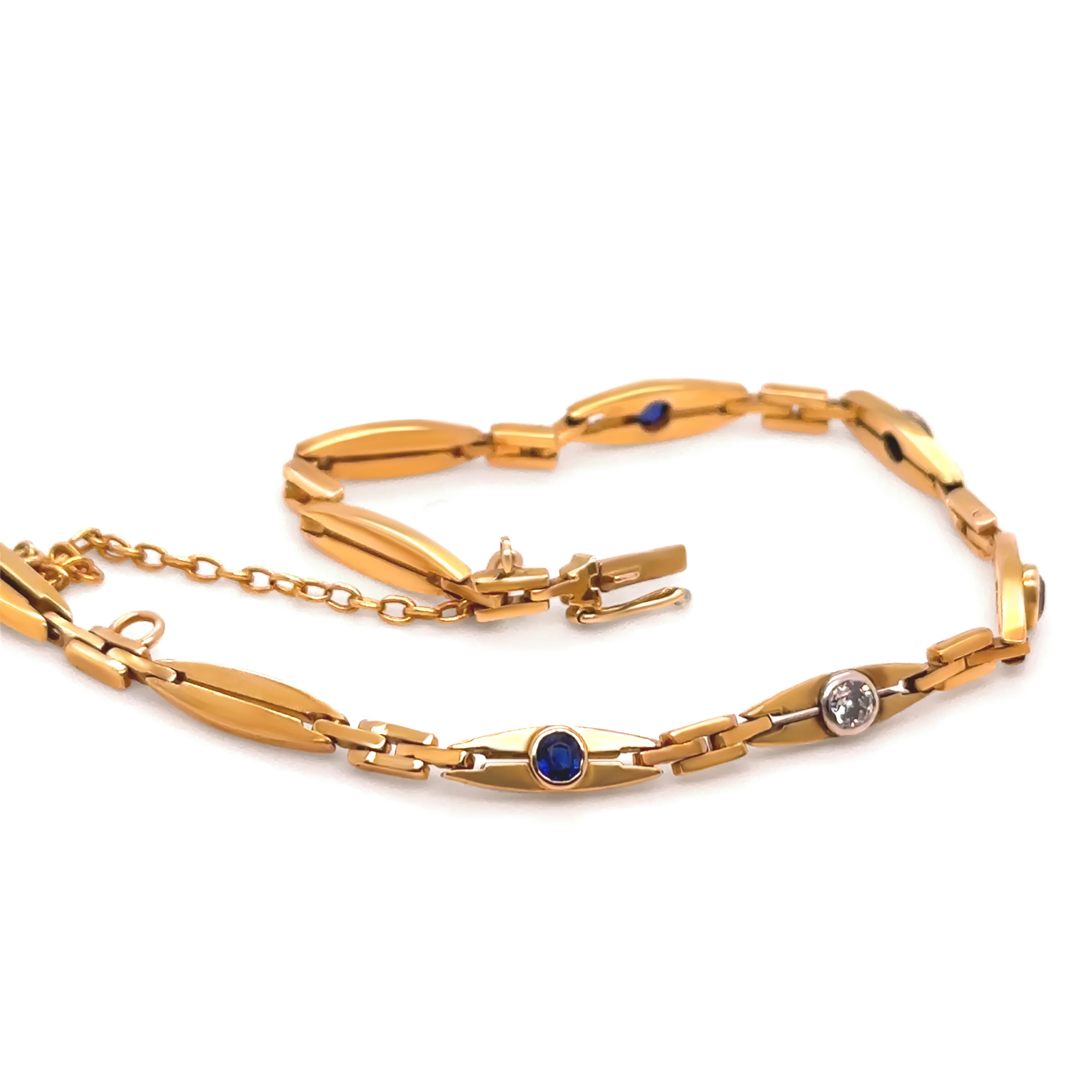 14ct Yellow Gold Sapphire and Diamond Bracelet 0.69ct 9.83g - Image 4