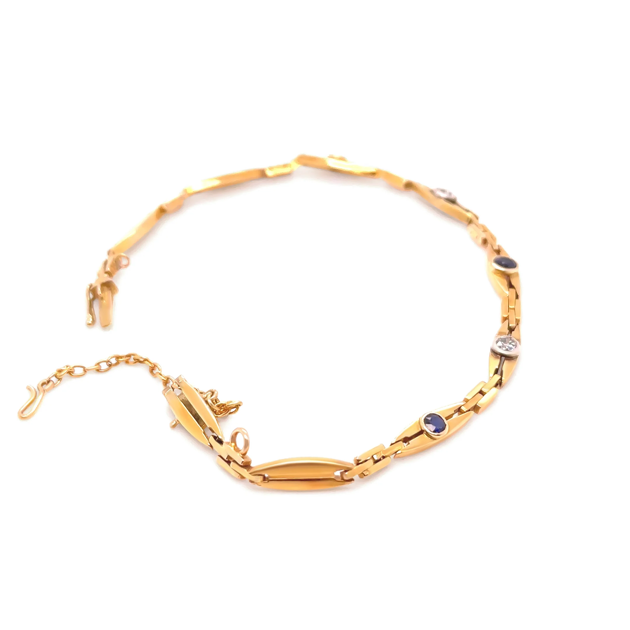 14ct Yellow Gold Sapphire and Diamond Bracelet 0.69ct 9.83g - Image 5