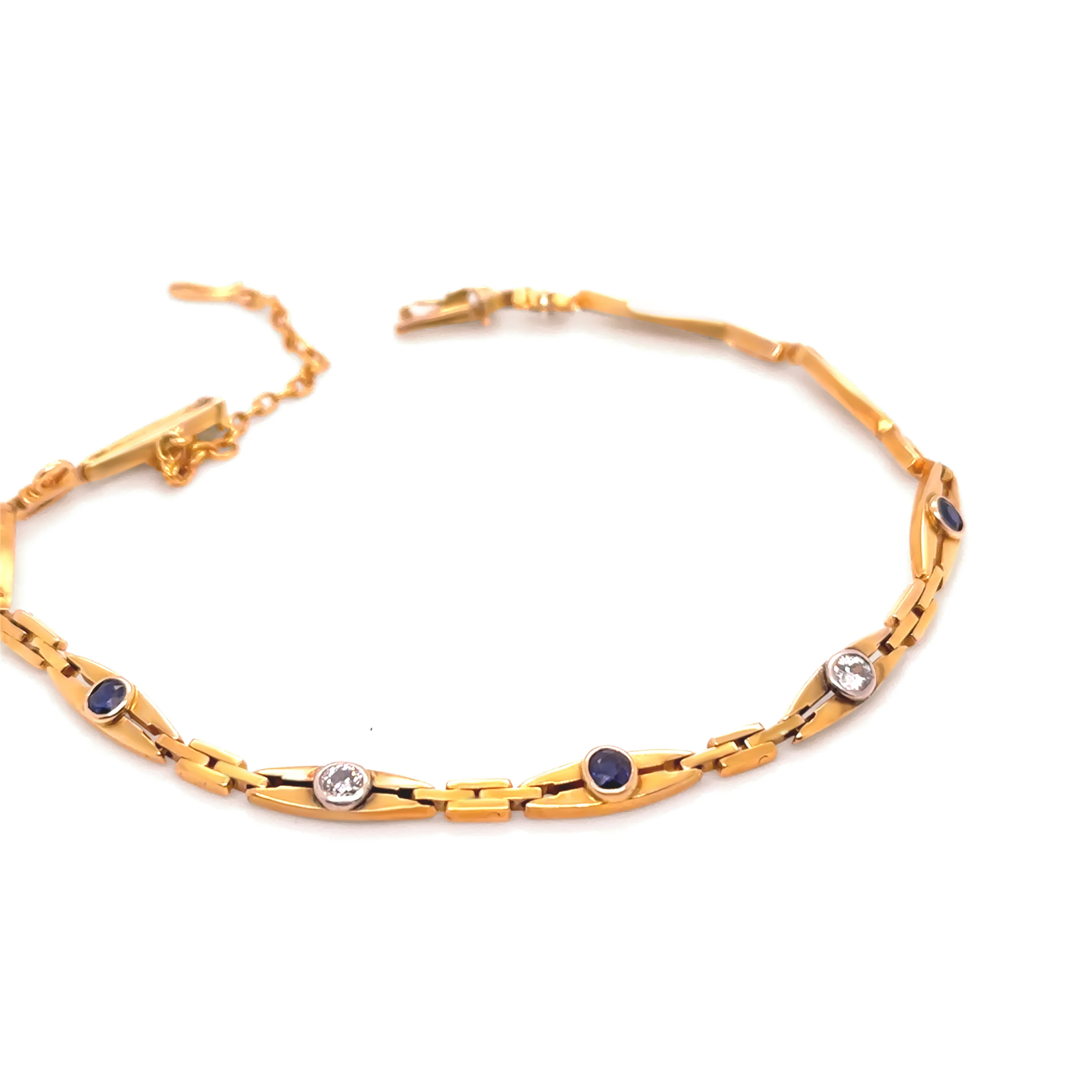 14ct Yellow Gold Sapphire and Diamond Bracelet 0.69ct 9.83g - Image 6