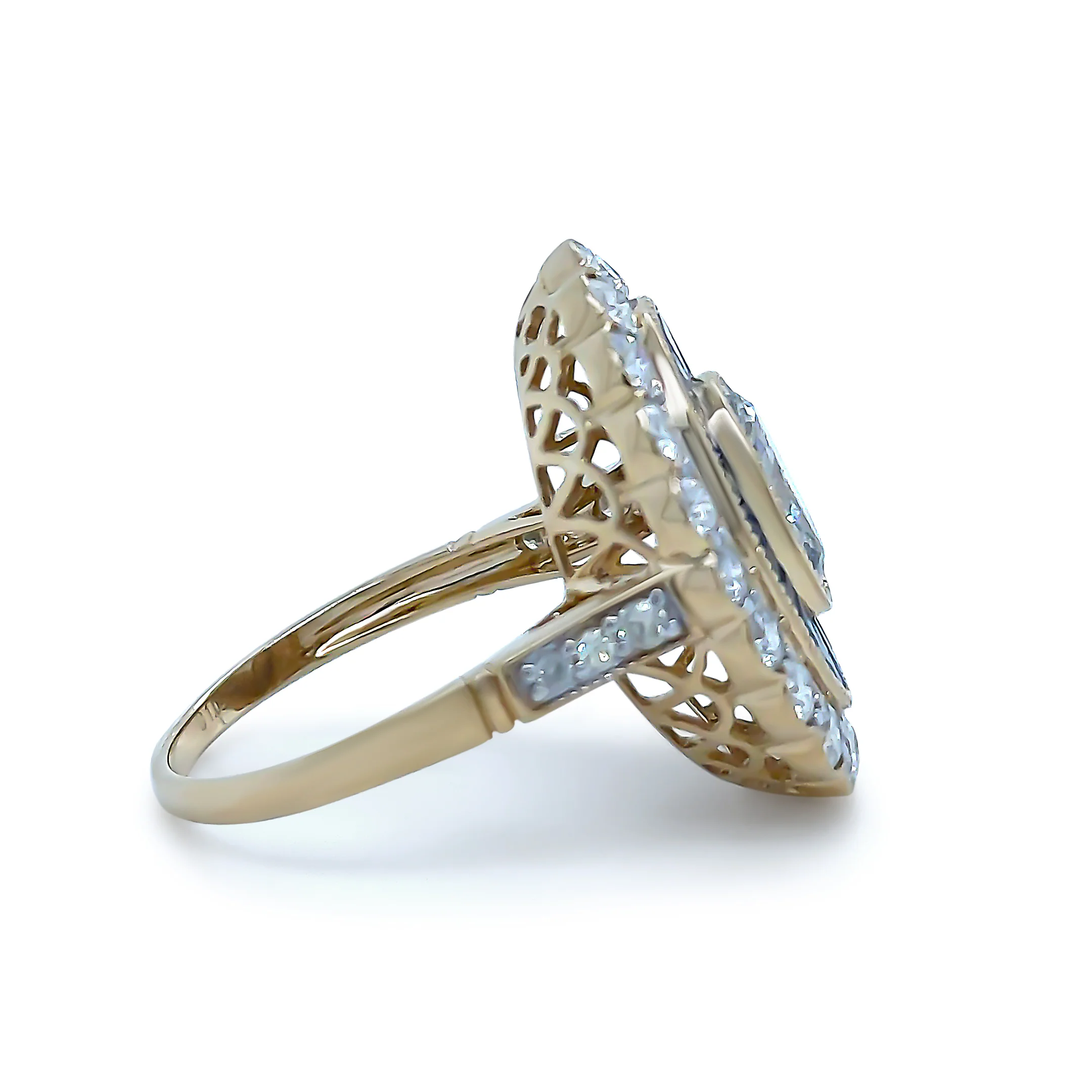 14ct Yellow Gold Sapphire & Diamond Set "Art-Deco" Ring 3.52ct - Image 5