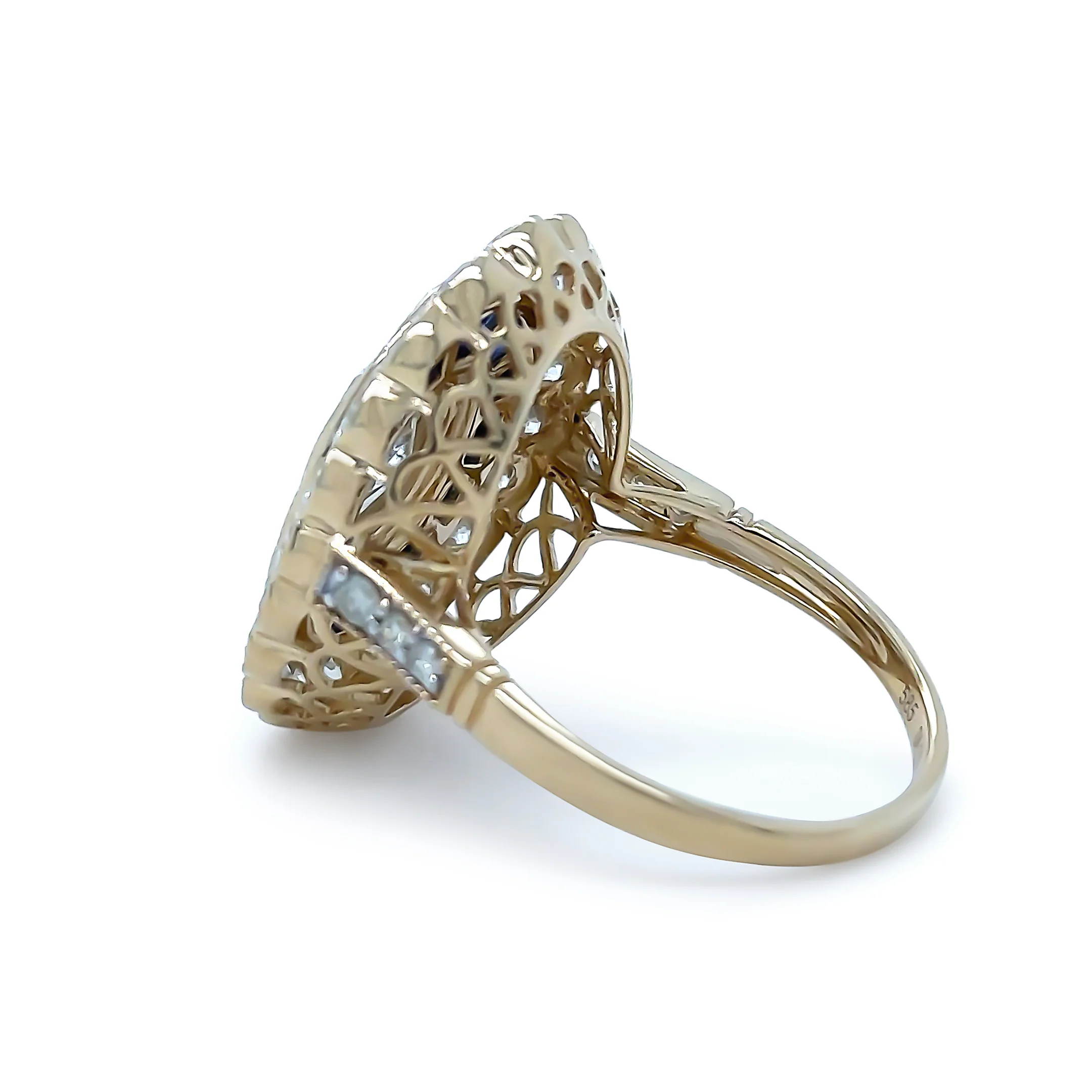 14ct Yellow Gold Sapphire & Diamond Set "Art-Deco" Ring 3.52ct - Image 6