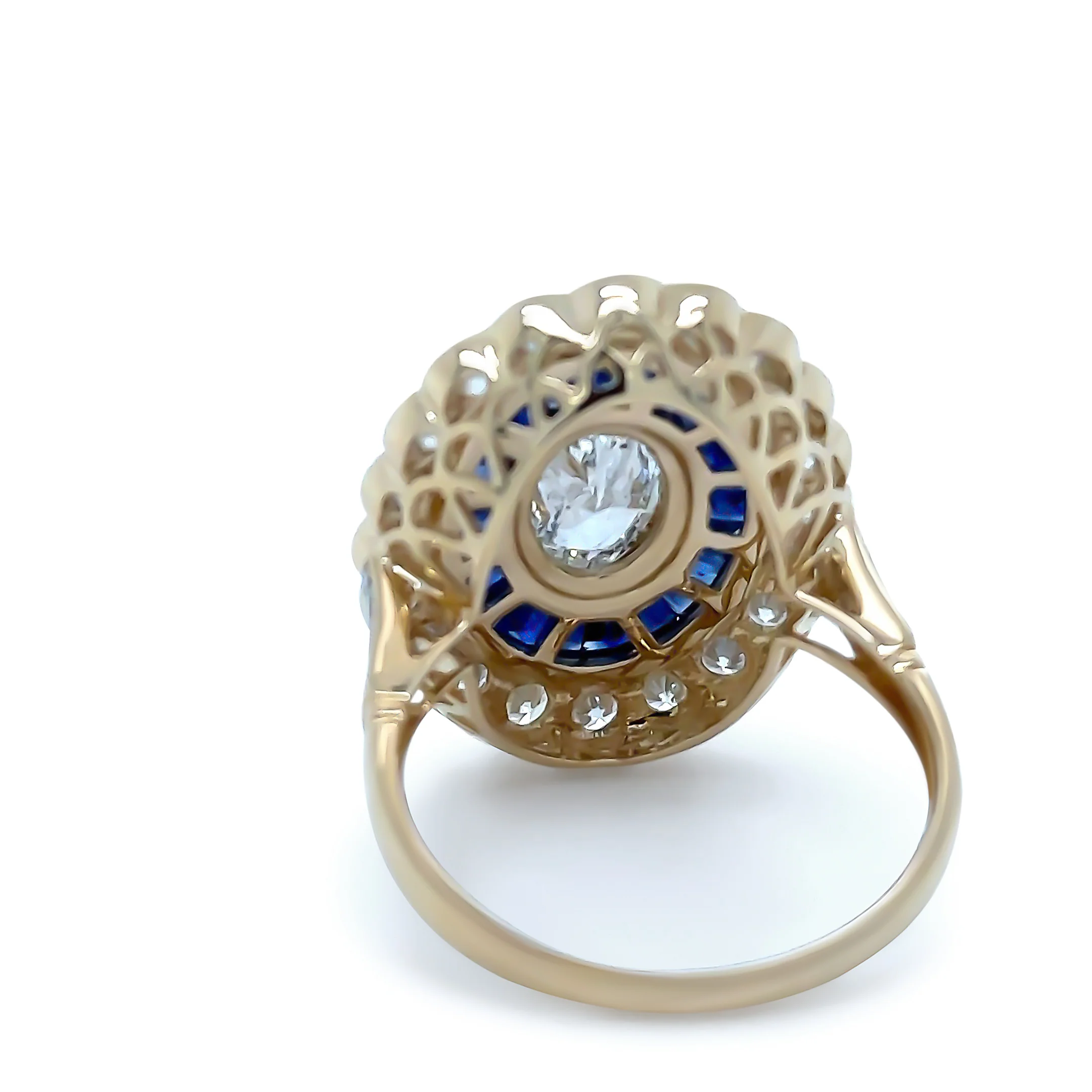 14ct Yellow Gold Sapphire & Diamond Set "Art-Deco" Ring 3.52ct - Image 7