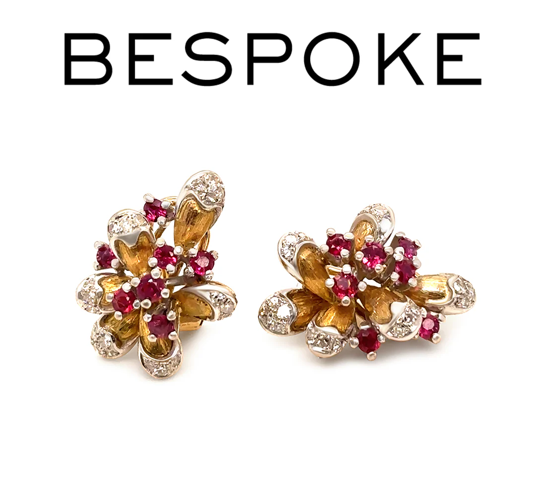 14ct Yellow & White Gold Ruby and Diamond Earrings 1.80ct – 12.4g