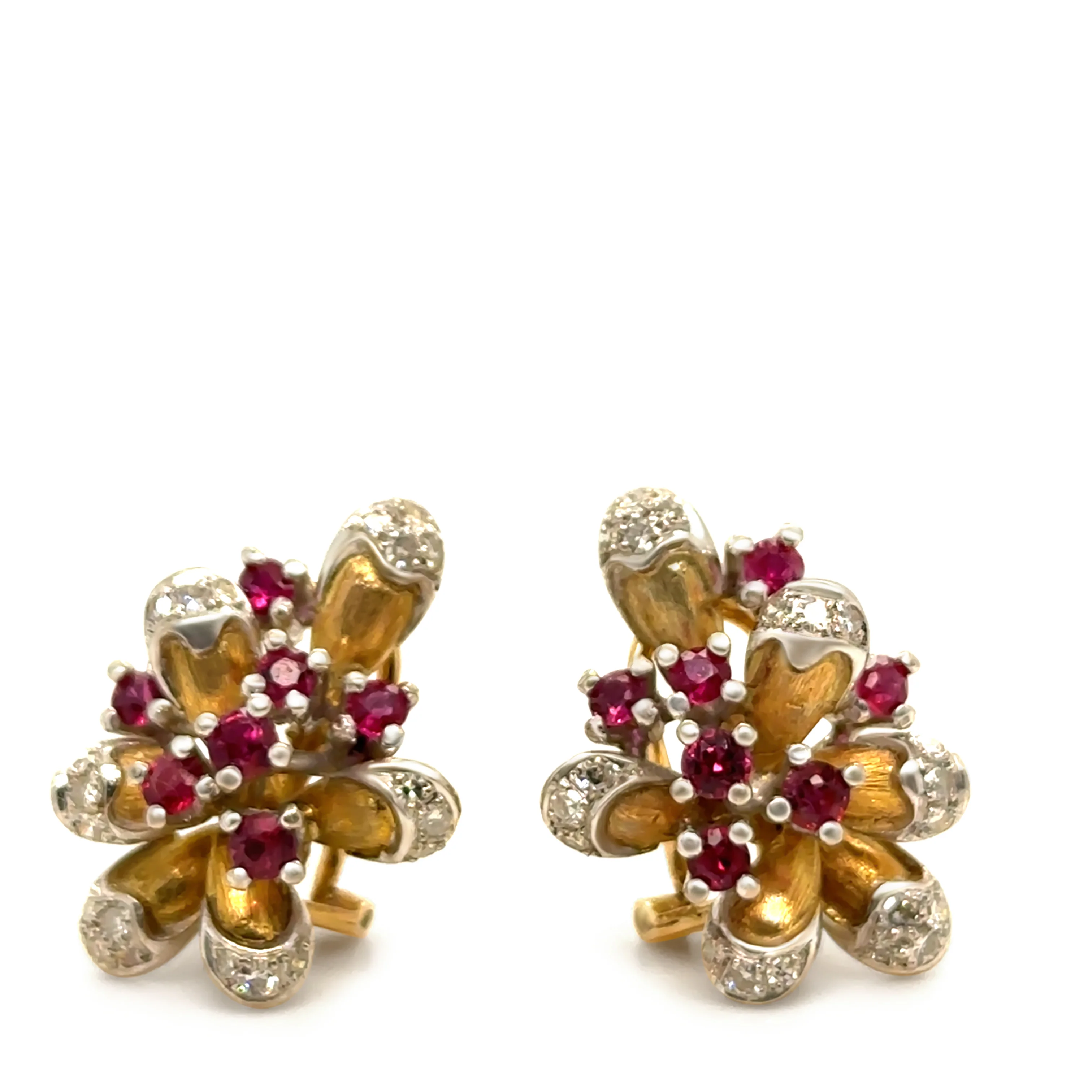 14ct Yellow & White Gold Ruby and Diamond Earrings 1.80ct – 12.4g - Image 2
