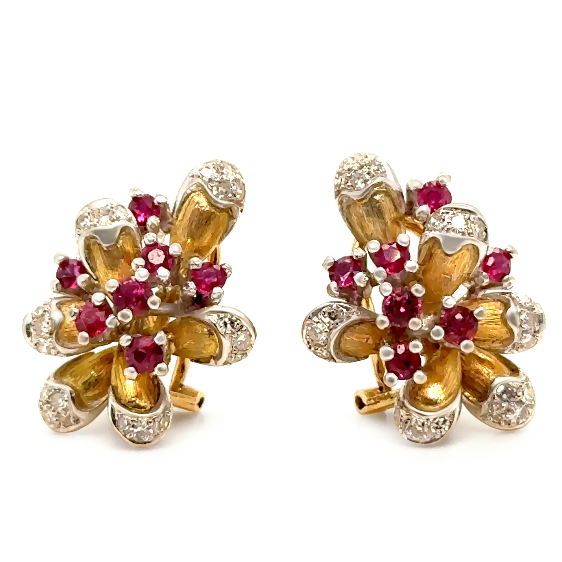 14ct Yellow & White Gold Ruby and Diamond Earrings 1.80ct – 12.4g - Image 3